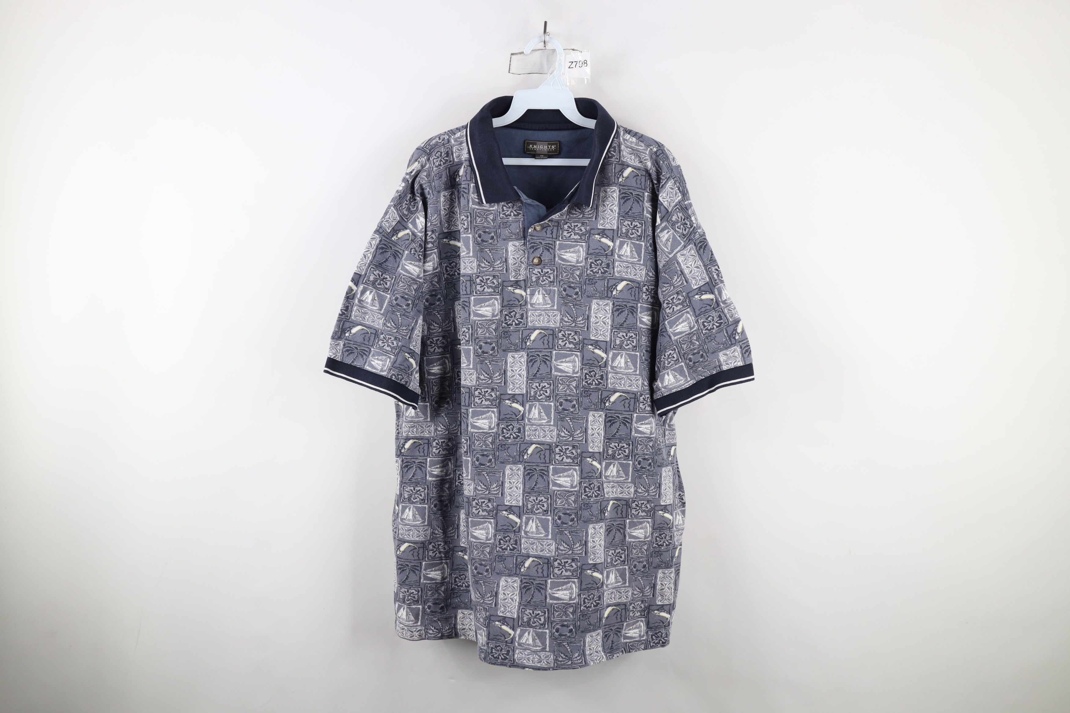 Vintage Vintage 90s Streetwear Flower Boat All Over Print Polo Shirt Size US XXL / EU 58 / 5 - 1 Thumbnail