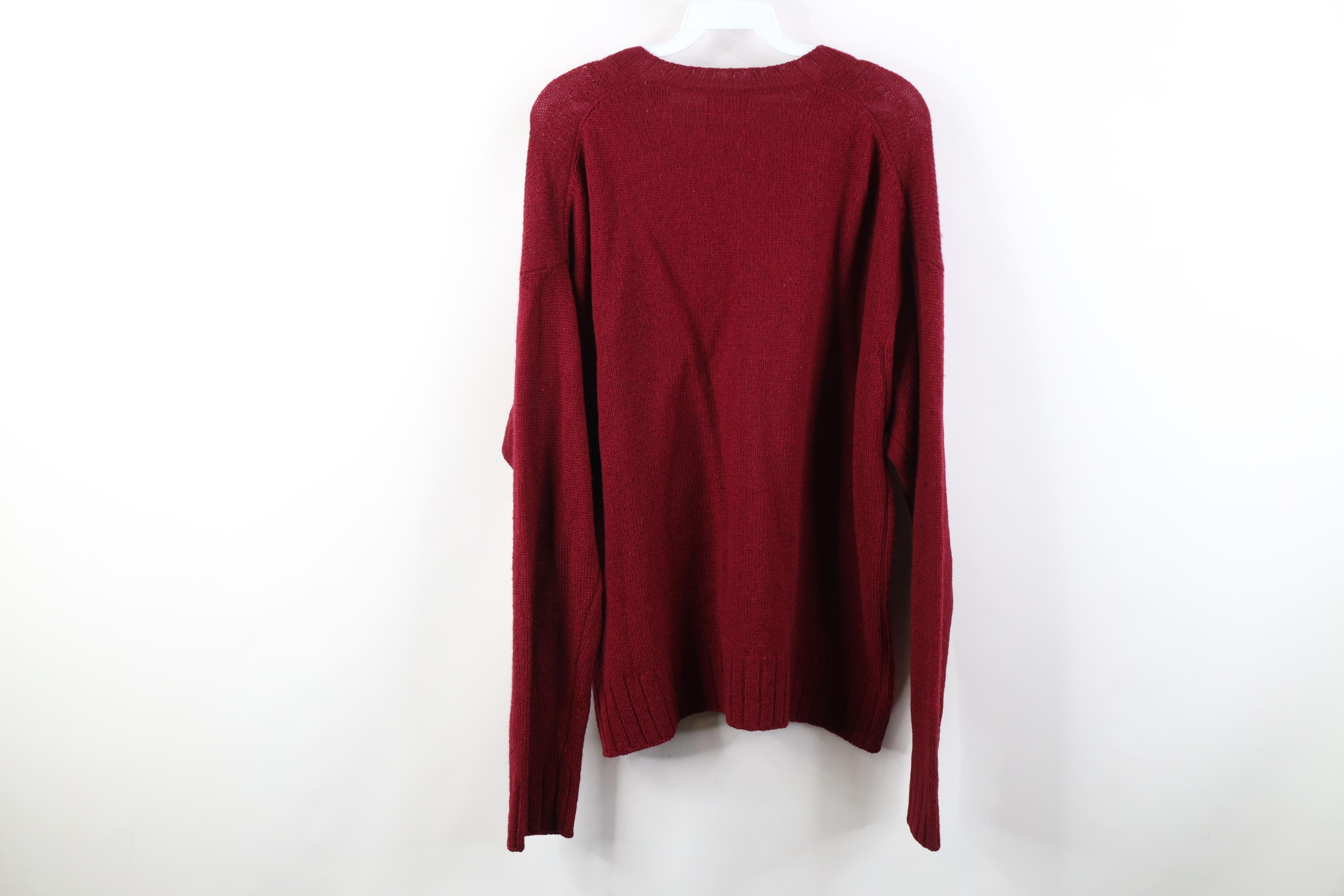 Gap Vintage 90s Gap Shetland Wool Ribbed Knit V-Neck Sweater Red Size US L / EU 52-54 / 3 - 7 Thumbnail