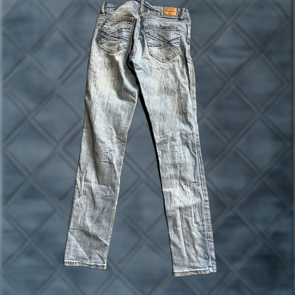 Vintage Aeropostale Jeans Womens 1/2 Reg Blue Distressed Bayla Skinny Low Rise Denim Size 25" / US 0 / IT 36 - 1 Thumbnail