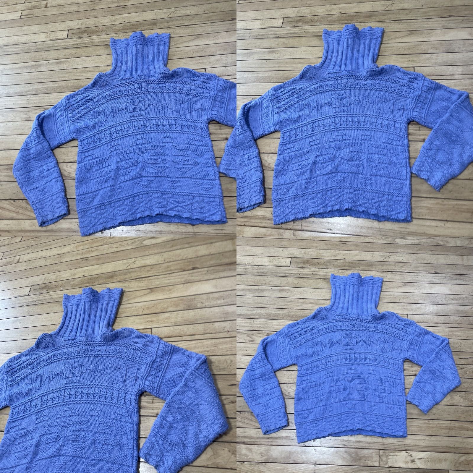 Vintage VINTAGE Turtleneck Sweater Women Small Blue Chunky-Knit Preppy Pullover Knit Modern Classic Decade 90s Womens Size S / US 4 / IT 40 - 9 Thumbnail