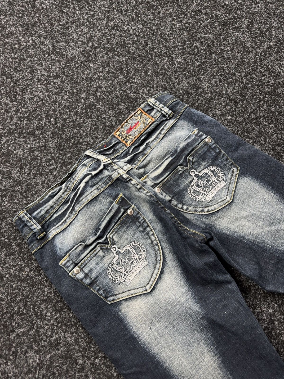 Hysteric Glamour Y2K Japanese LGB Punk Crown Embroidered Flared Denim Jeans Size 29" - 15 Thumbnail