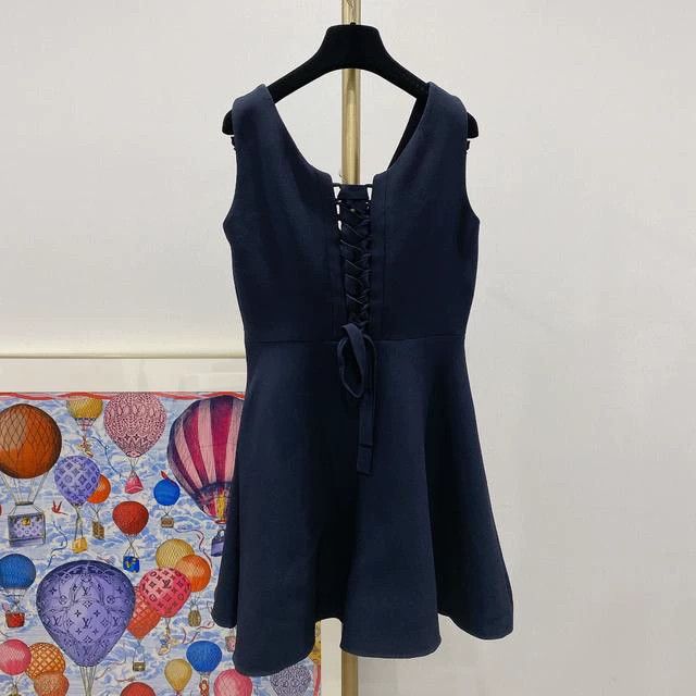 Dior Dior Dark blue V-neck dress Size S / US 4 / IT 40 - 1 Thumbnail