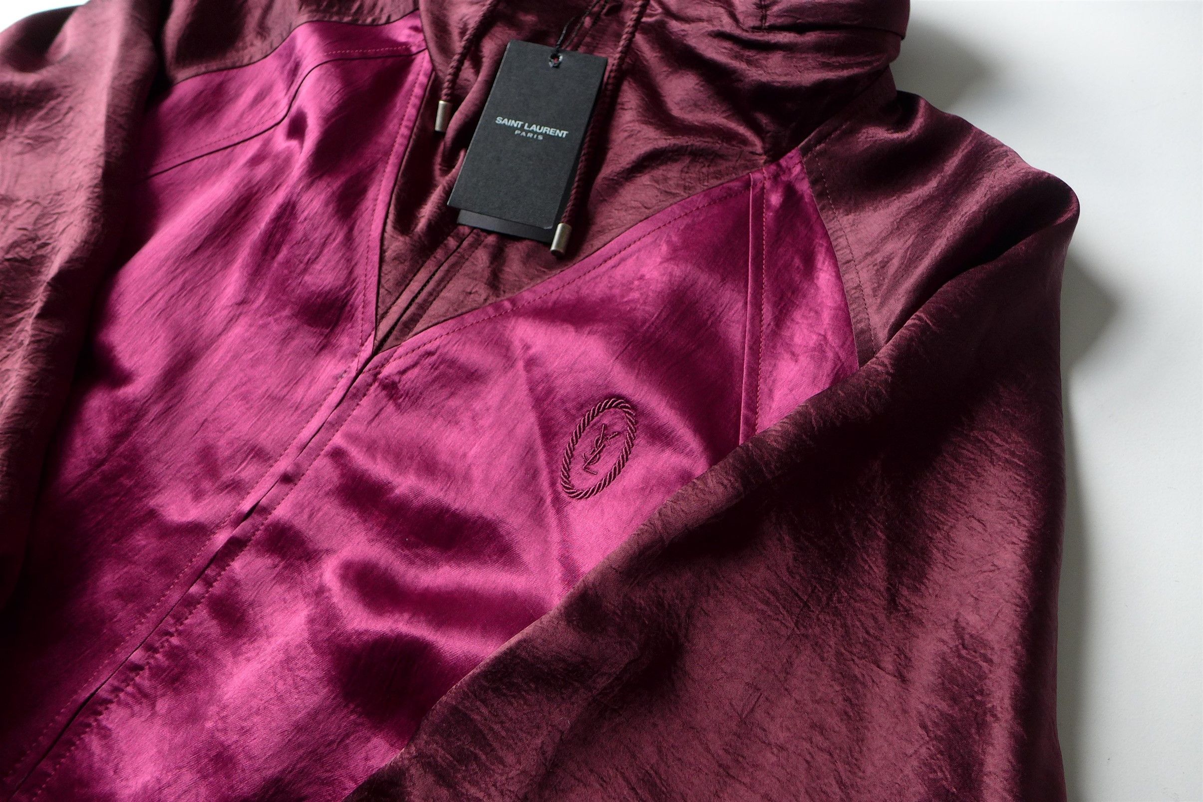 Saint Laurent Paris Size 50 - Saint Laurent Track Jacket - Burgundy Satin Size US M / EU 48-50 / 2 - 6 Thumbnail