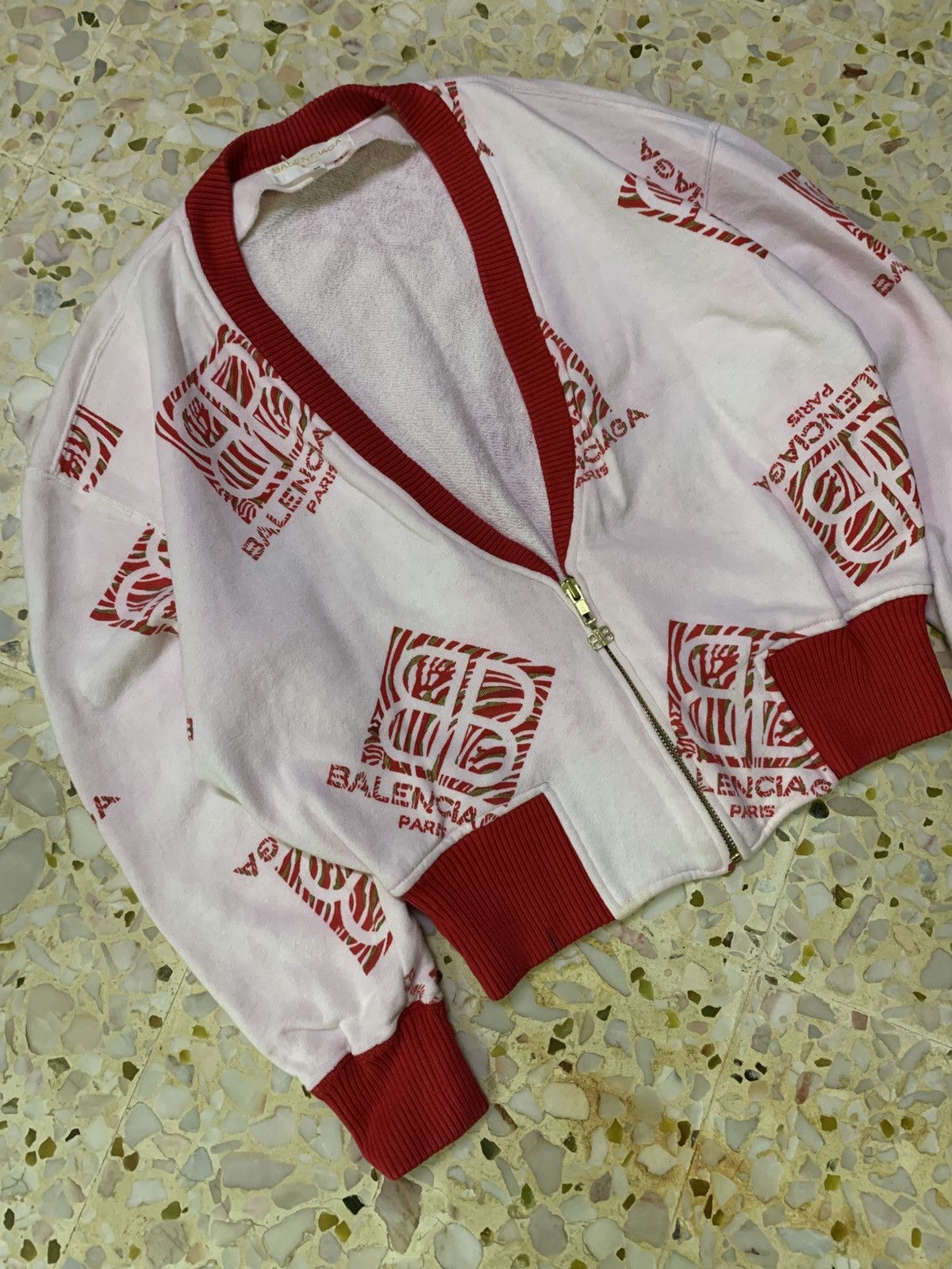Balenciaga VINTAGE BALENCIAGA ALL OVER PRINT CREST ZIP CARDIGAN Size M / US 6-8 / IT 42-44 - 2 Thumbnail