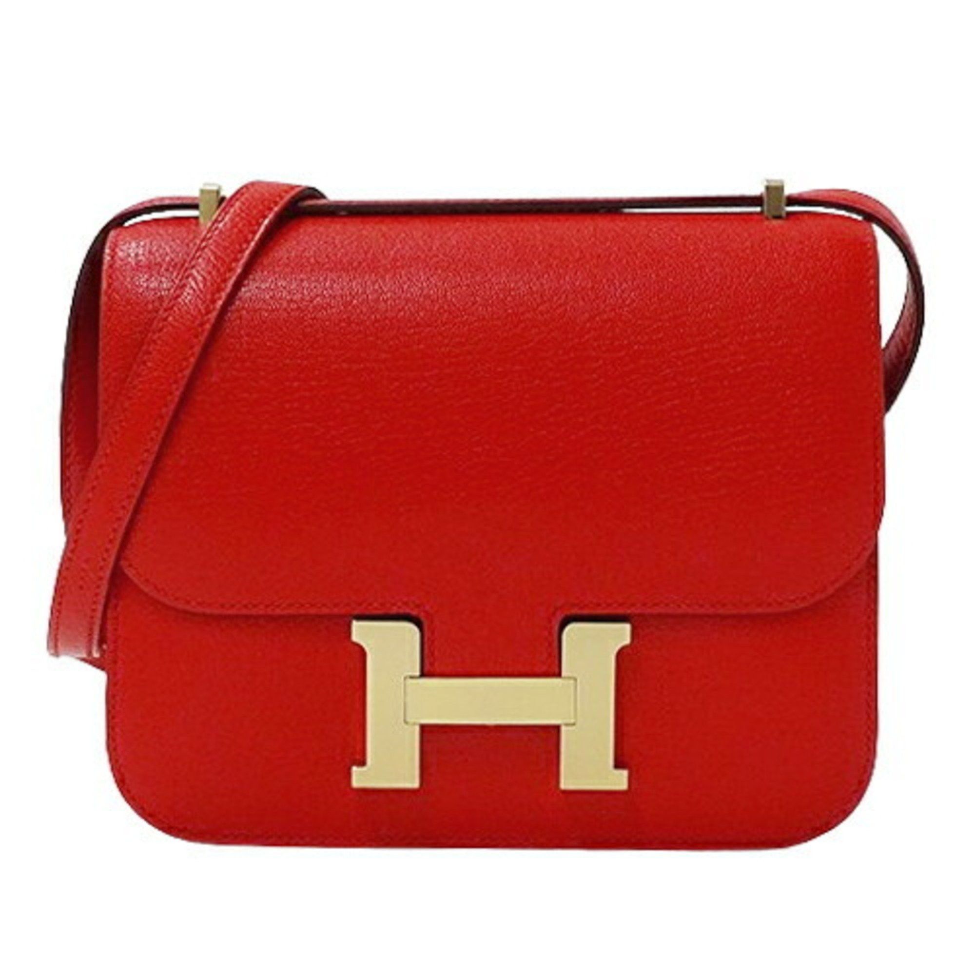 image of Hermes Bag Women's Shoulder Constance 3 Miroir Chevre Rouge Coeur Red Compact B Stamp in Gold