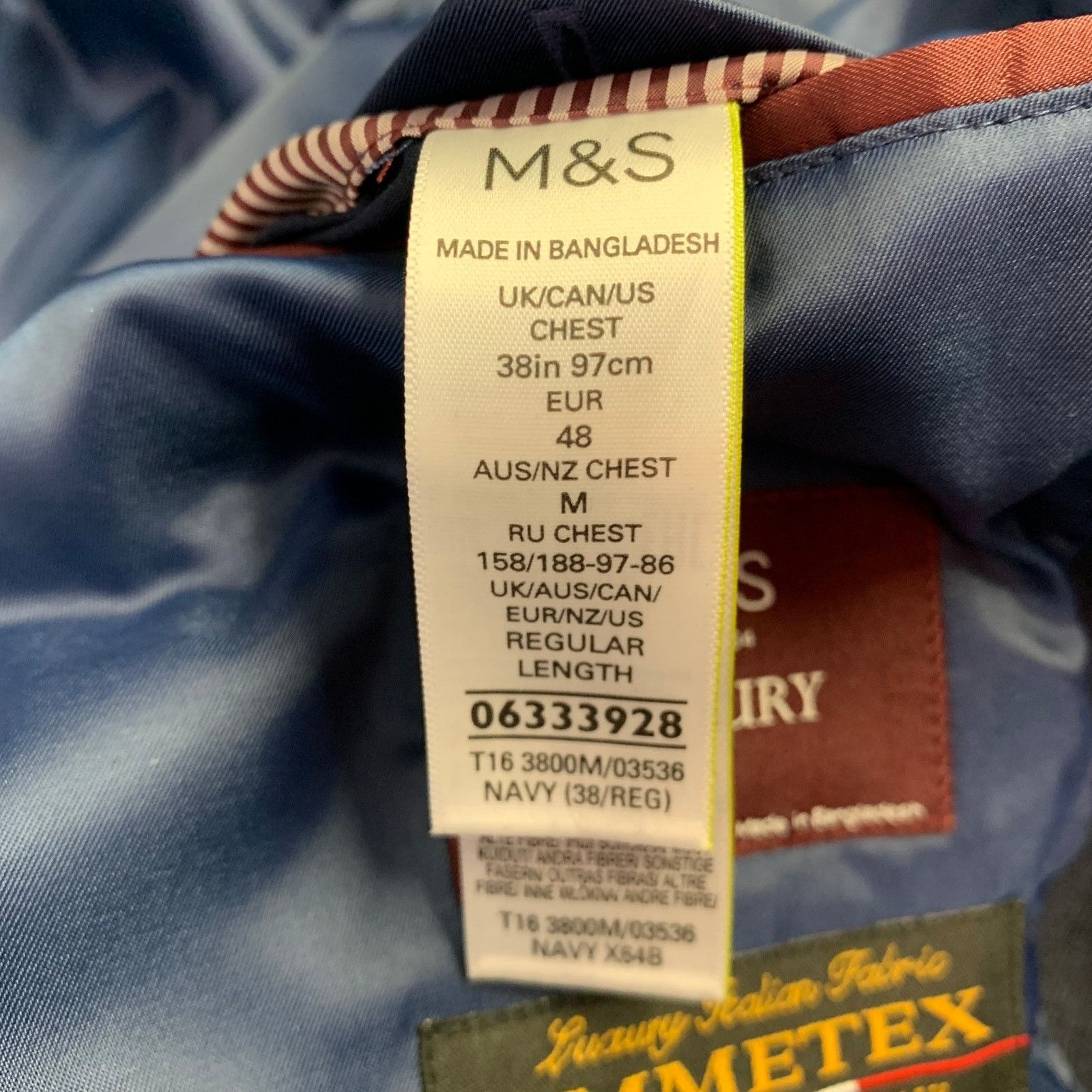 Other Size 38 Navy Twill Wool Blend Notch Lapel Sport Coat Size 38R - 10 Thumbnail