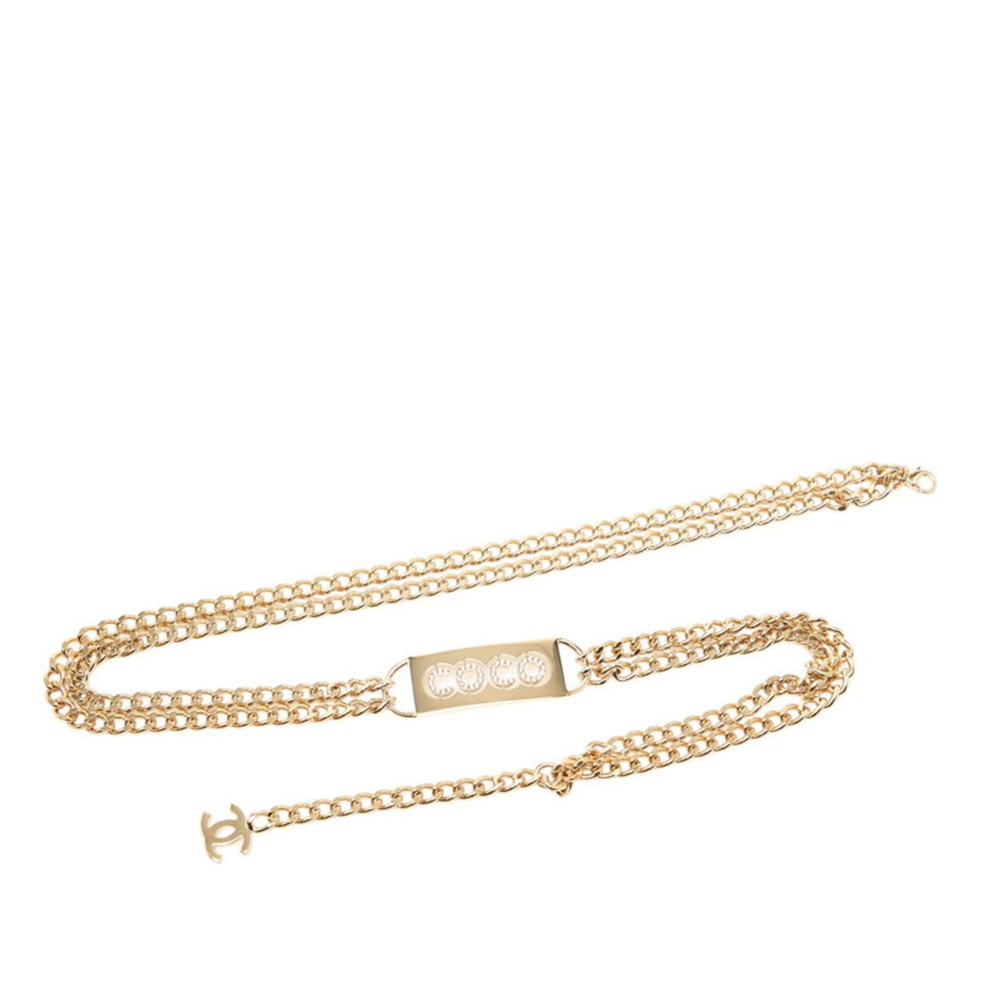 Chanel Chanel Coco Mark Chain Belt, Gold and Pink Plated Rhinestones, Women's CHANEL Size ONE SIZE - 1 Thumbnail