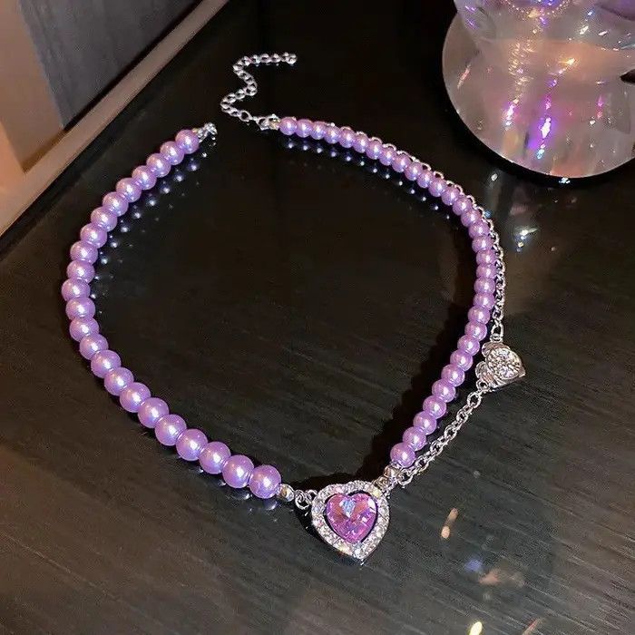 Jewelry Purple Heart Crystal Choker Necklaces Size ONE SIZE - 3 Thumbnail