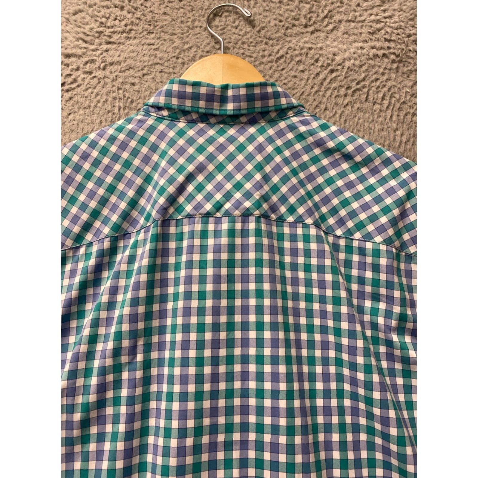 Johnston & Murphy VINTAGE Johnston & Murphy Flex Shirt Men Long Sleeve Casual Check Aqua Blue L/125-25 Size US L / EU 52-54 / 3 - 8 Thumbnail