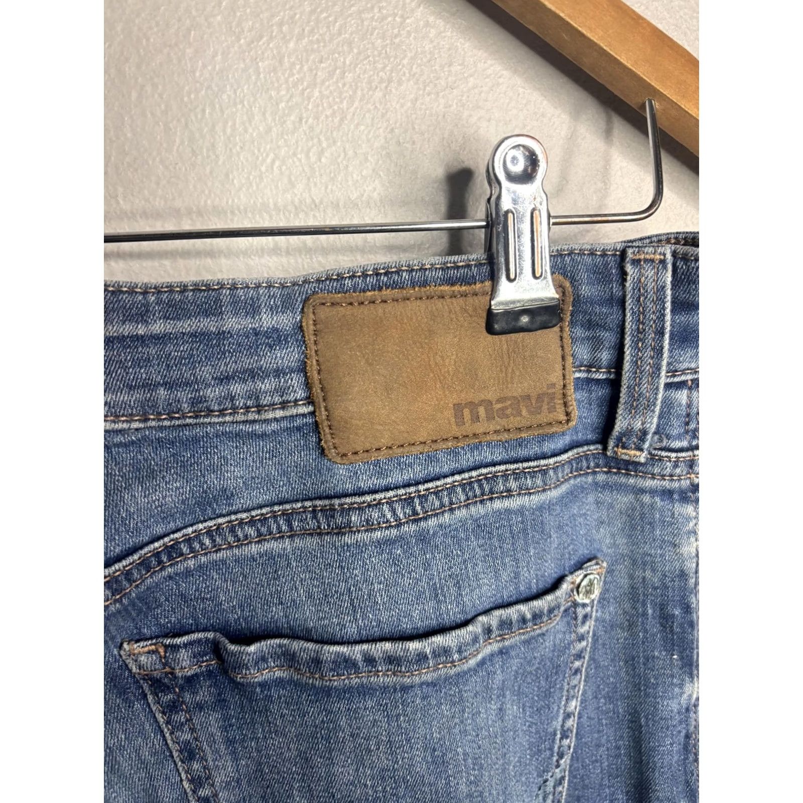 Mavi Mavi Jeans Mens 34x30 Blue Medium Wash Slim Straight 5 Pocket Denim Distressed Size US 34 / EU 50 - 5 Thumbnail