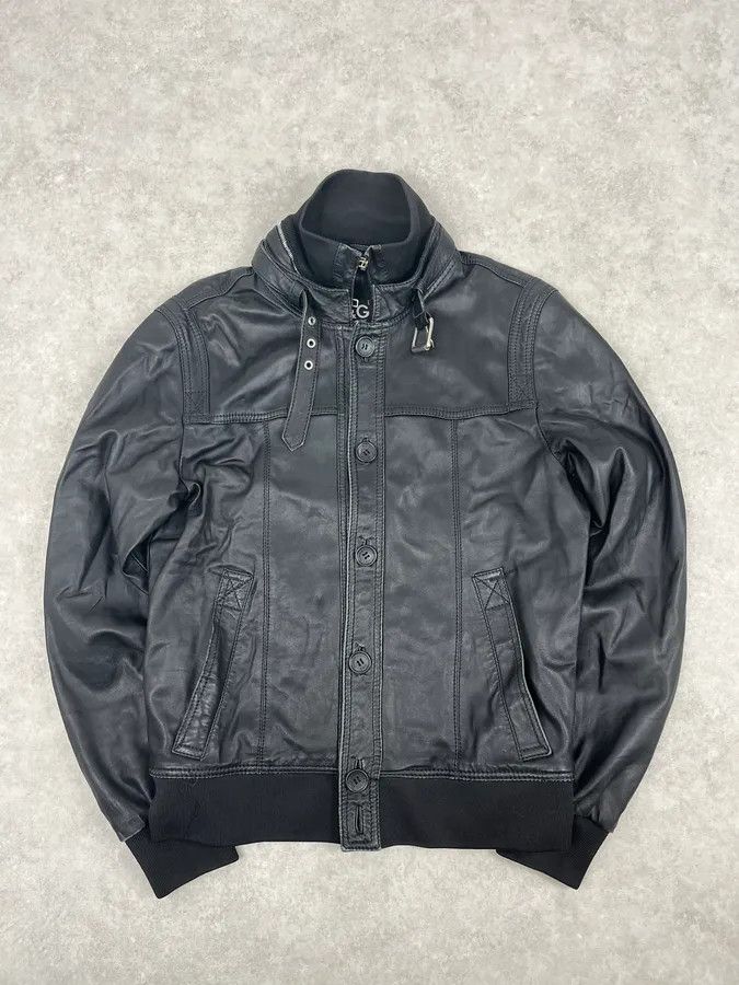 Dolce & Gabbana 2000s Dolce & Gabbana Black Buttoned Biker Leather Jacket Size S / US 4 / IT 40 - 1 Thumbnail