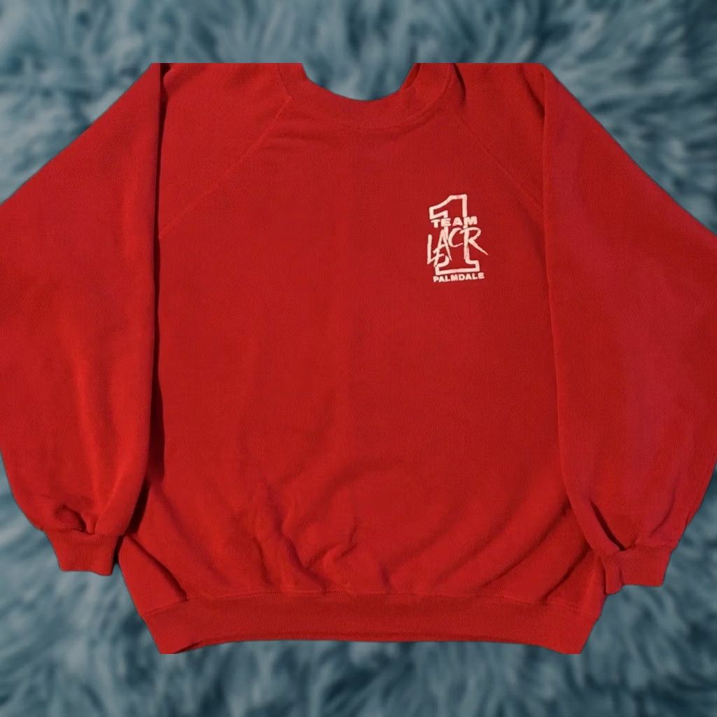 Vintage Vintage 80s LACR Palmdale Racing Team #1 Faded Sweatshirt S M Boxy Motocross Grunge Size US S / EU 44-46 / 1 - 1 Thumbnail