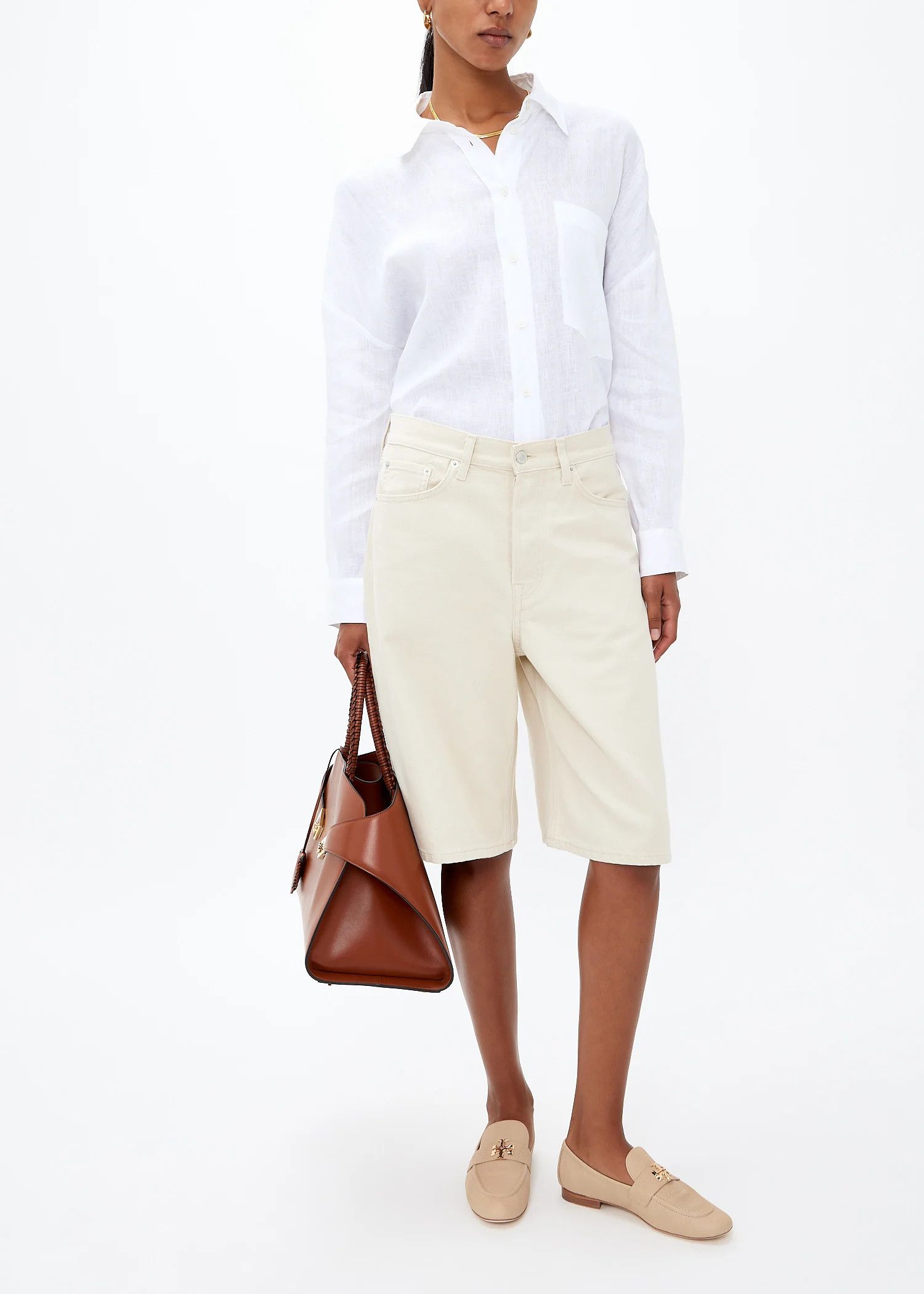 Tory Burch o1s22i1n1024 Eleanor Loafers in Beige Size US 11 / IT 41 - 2 Thumbnail