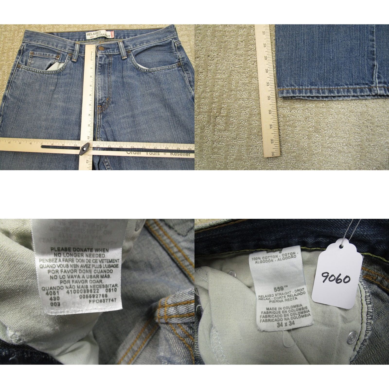 Levi's Levi's 559 Jeans Mens 34x34 Light Blue Straight Denim Relaxed Pants 5-Pocket Logo Retro School Size US 34 / EU 50 - 8 Thumbnail