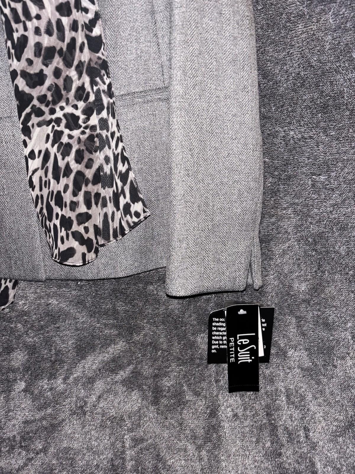 Subtle Le Nguyen Vintage Le Suit Petite Blazer W 12P Gray Herringbone Leopard Size XL / US 12-14 / IT 48-50 - 6 Thumbnail