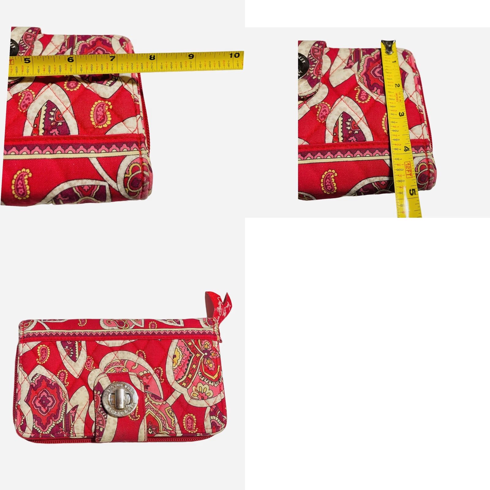 Vera Bradley Vera Bradley Rosy Posies Wallet Card Holder Women’s Pink Red Floral Turn-Lock Knit Cotton Quilted 5x8 in Hipster Medium Pink/Red Pattern Girls Womens Size ONE SIZE - 10 Thumbnail
