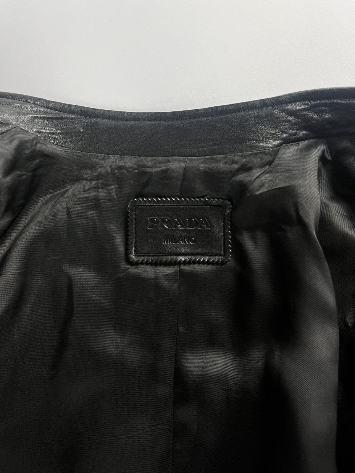 Prada Prada Sample Black Textured Soft Leather Moto Jacket SS 2014 Size US M / EU 48-50 / 2 - 8 Thumbnail