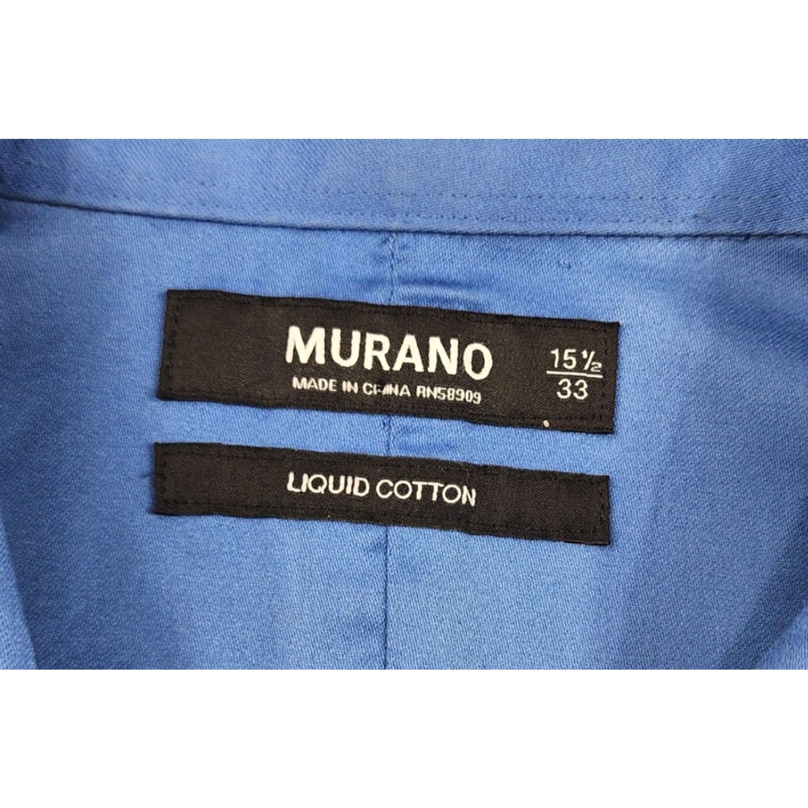 Murano Murano Shirt Mens 15.5 33 Blue Liquid Cotton Long Sleeve Button Up Dress Shirt Size 42R - 5 Thumbnail