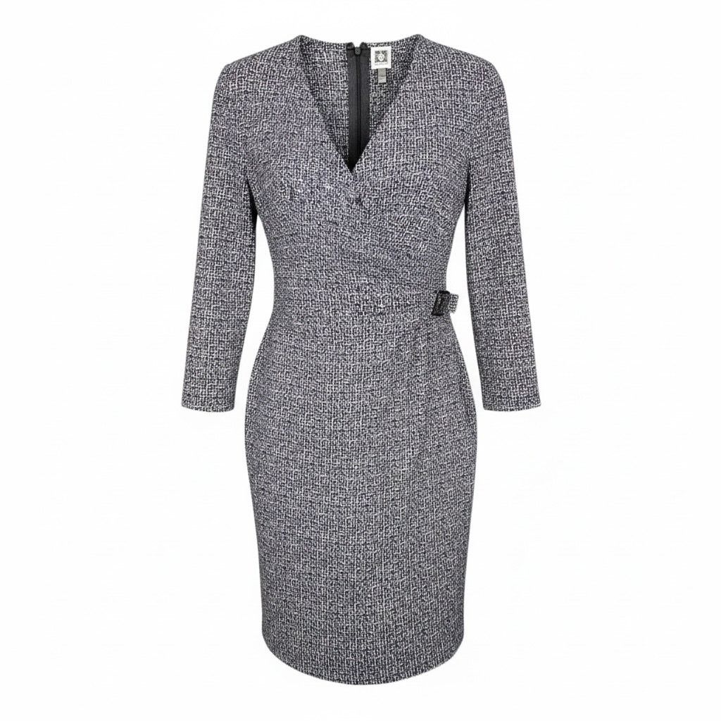 Anne Klein Anne Klein Black White Wrap Sleeve Dress Belt Size 10 NWT Size L / US 10 / IT 46 - 1 Thumbnail