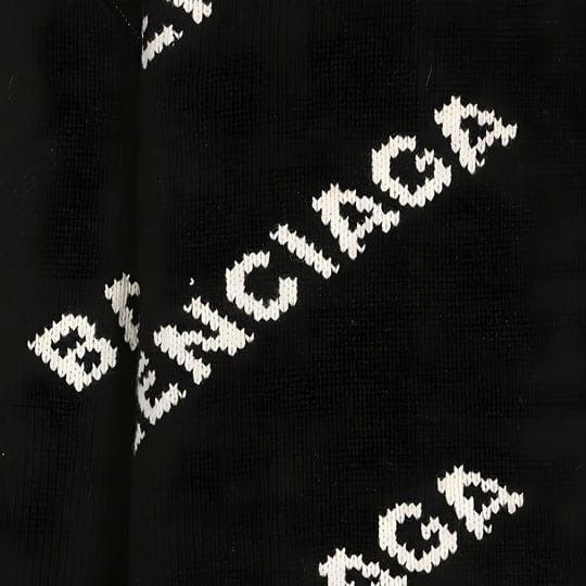 Balenciaga o1bcso1str0525 Allover Logo Cardigan in Black/White Size M / US 6-8 / IT 42-44 - 3 Thumbnail