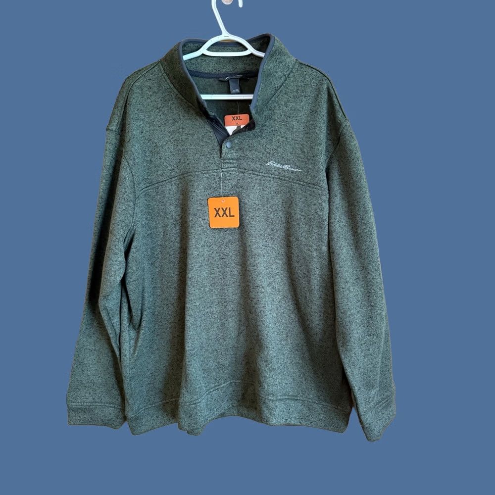 Eddie Bauer VINTAGE: No — NWT Eddie Bauer Men’s 2XL Green Radiator Fleece Pullover Snap Sweater Outdoor Shirt Hoodie? Size US XXL / EU 58 / 5 - 1 Thumbnail