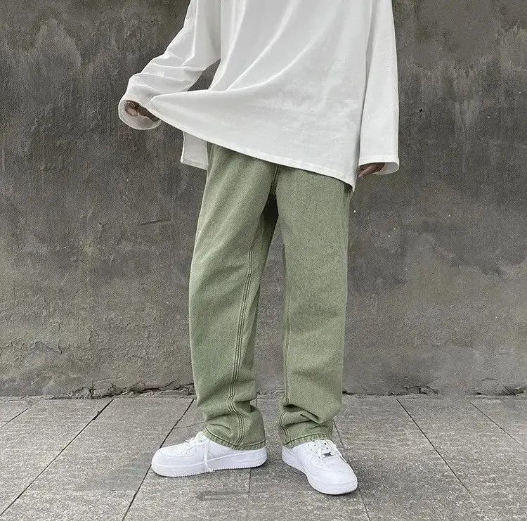 Japanese Brand Streetwear Jeans Pants Green Loose Straight Size US 32 / EU 48 - 4 Thumbnail