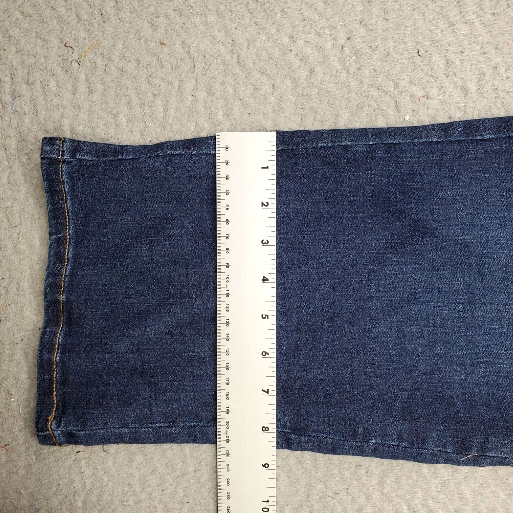 Denime D&Co. Jeans Womens Petite 16P Blue Denim Dark Wash Whiskered Comfort Straight Leg Jeans Size 38" / US 16 / IT 52 - 5 Thumbnail