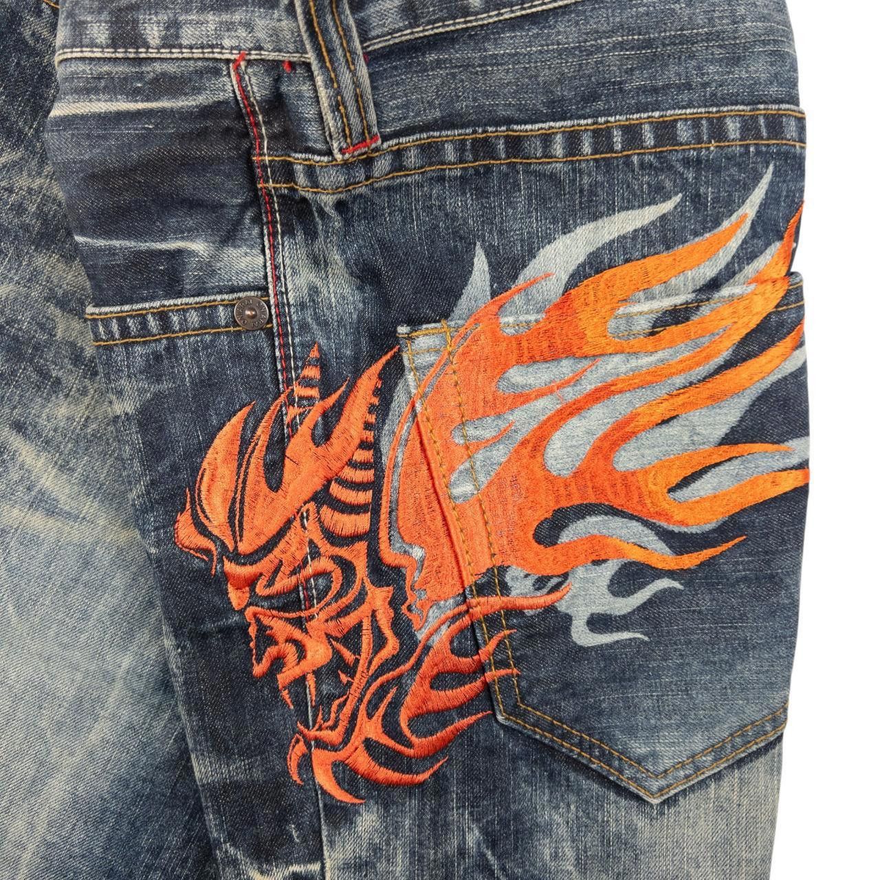 Designer Vintage Oniarai Flame Devil Japanese Denim Jeans Size W33 Size US 32 / EU 48 - 5 Thumbnail