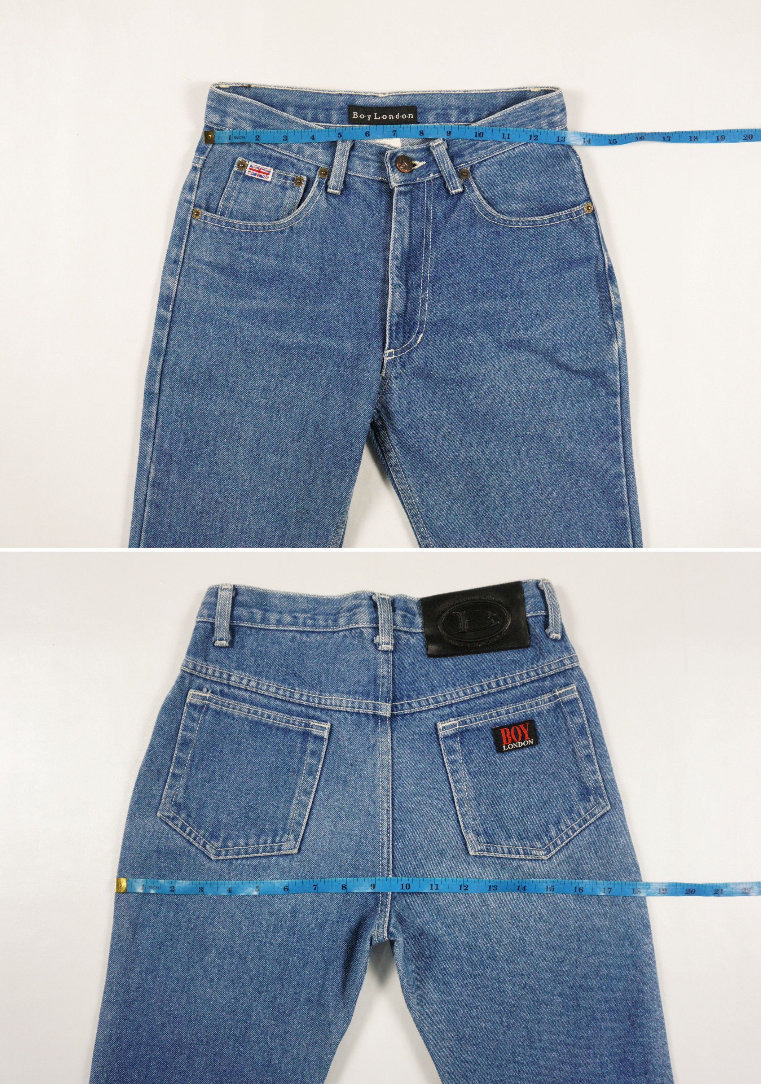 Boy London Vintage Made in USA Petite Medium Rise Flare Blue Jeans Size 27" / US 4 / IT 40 - 3 Thumbnail