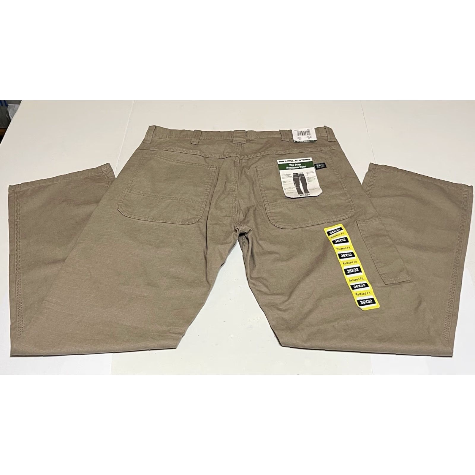 Vintage Key Foreman Work Pants Men's 36x32 Brown Relaxed Fit Carpenter Pants, Regular, Straight, Cotton Canvas, Breathable, Pockets, Zip, Button Closure, NWT Size US 36 / EU 52 - 2 Thumbnail