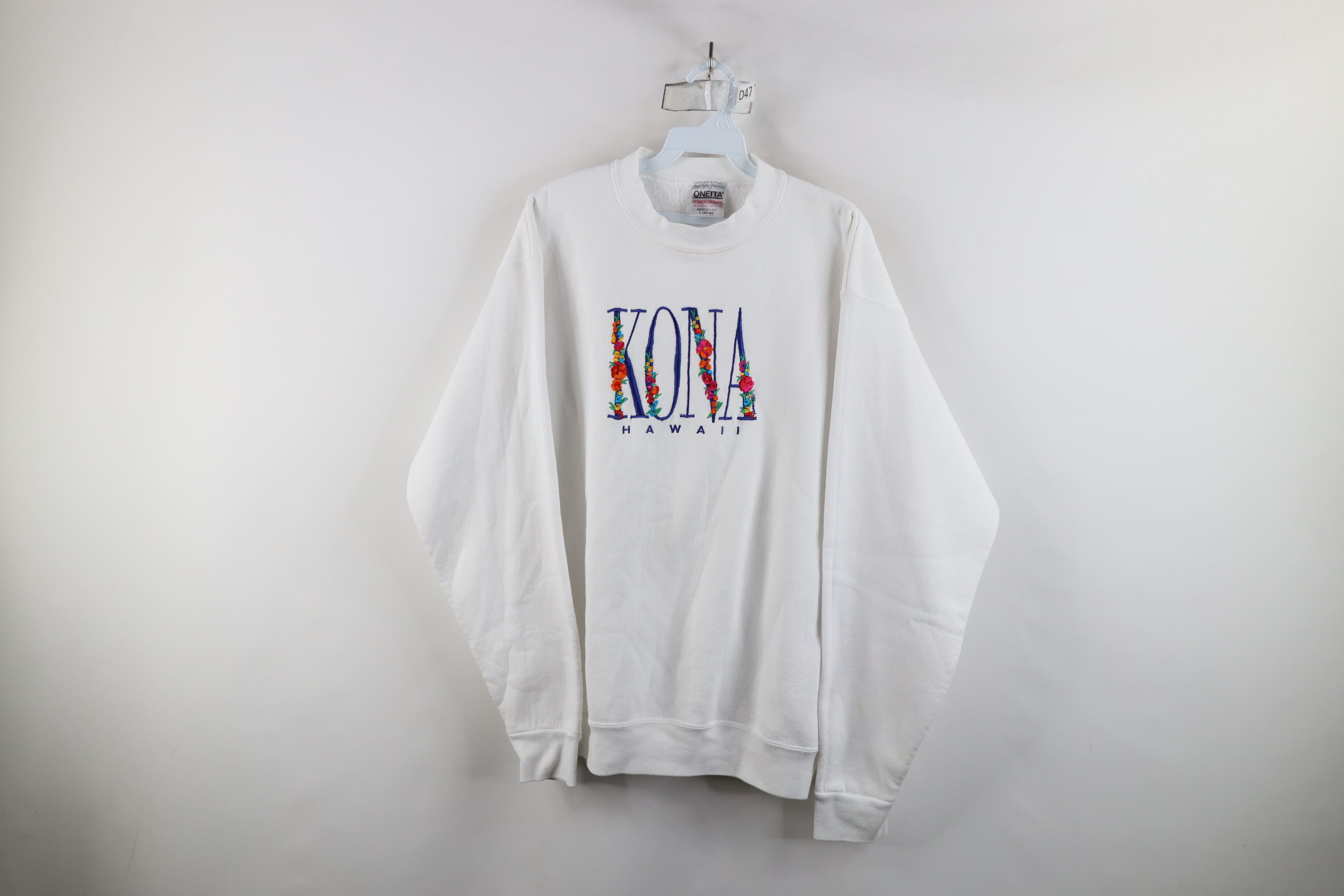 Vintage Vintage 90s Streetwear Hawaii Flower Crewneck Sweatshirt USA Size L / US 10 / IT 46 - 1 Thumbnail