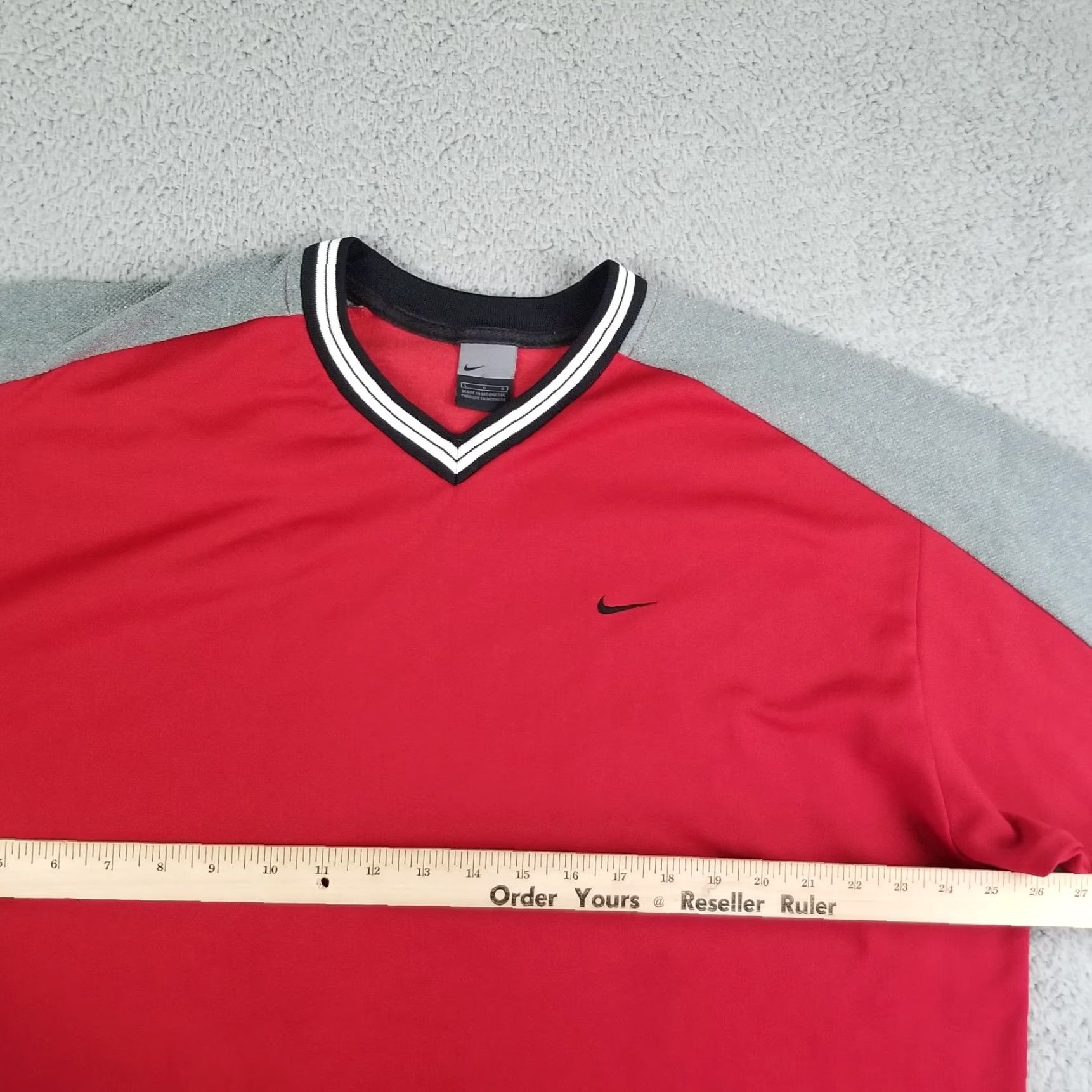 Nike Vintage Nike Shirt Men Large Red Mini Swoosh Sewn Y2K Gray Tag Ringer Jersey Size US L / EU 52-54 / 3 - 5 Thumbnail