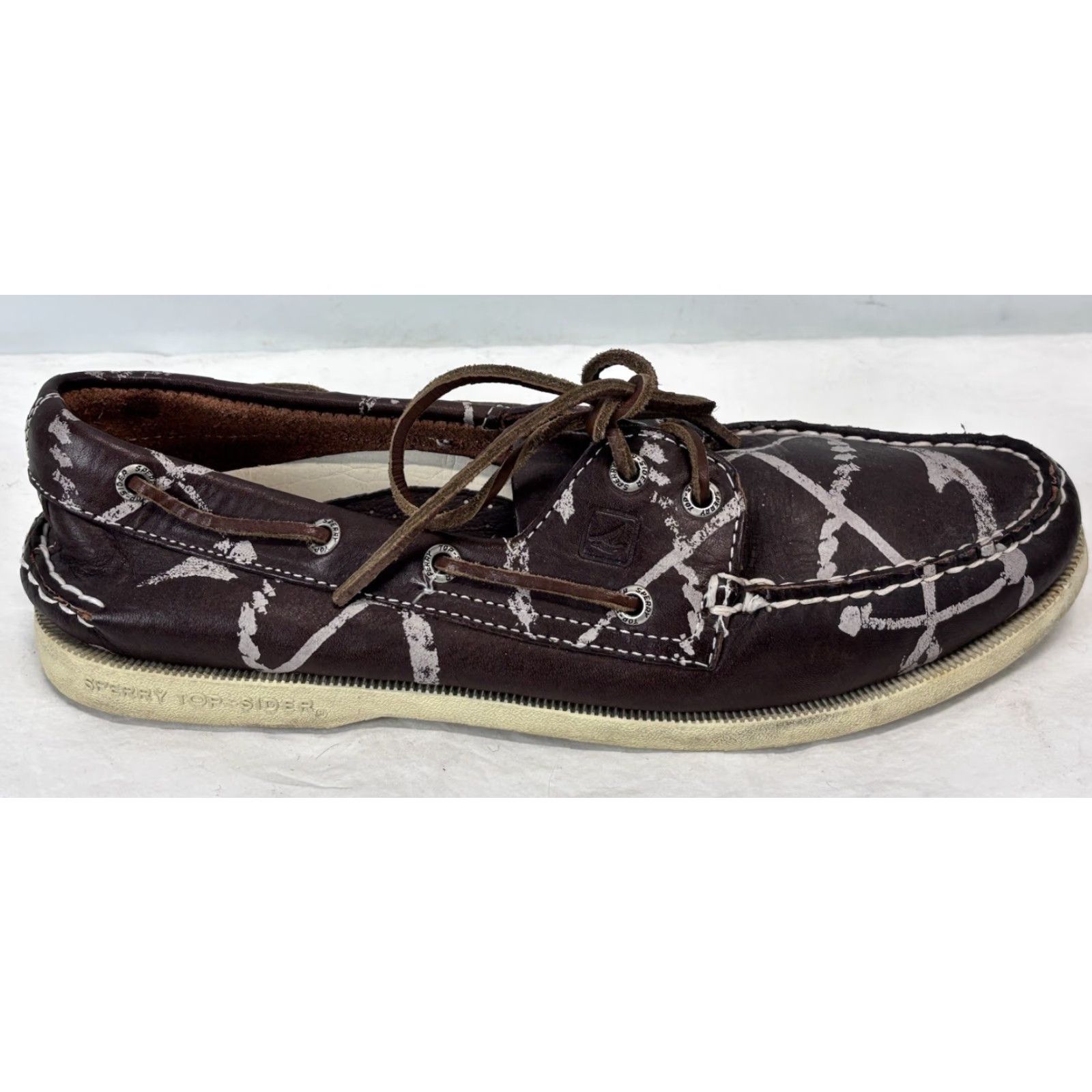 Sperry Sperry Top Spider Leather Boat Shoes Sz 10 Men’s Brown Anchors Lace Up - Sperry Top Sider Boat Shoe, Leather, Nautical Pattern, Casual, Mens Size US M / EU 48-50 / 2 - 2 Thumbnail