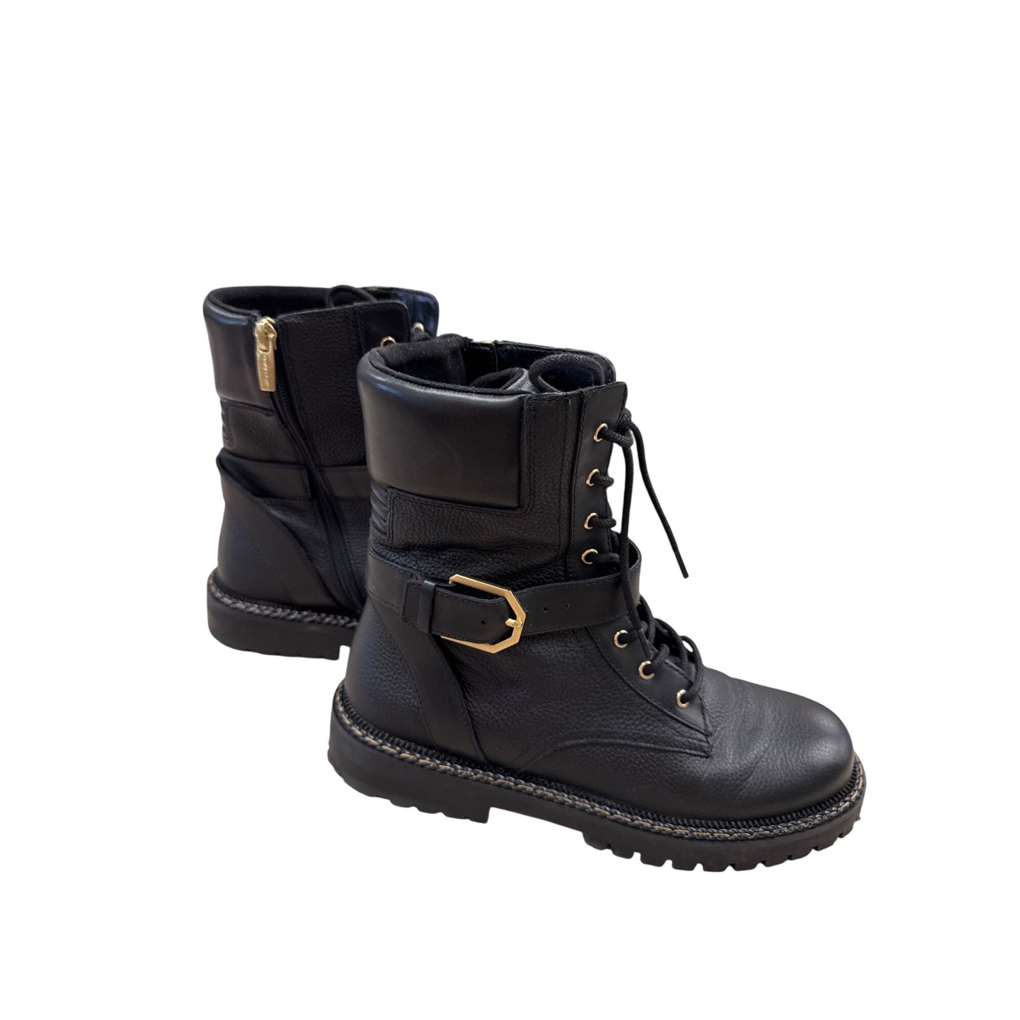 Vince Camuto Vince Camuto Womens Black Leather Combat Boots 6.5M SKU 7185 Size US 6.5 / IT 36.5 - 5 Thumbnail