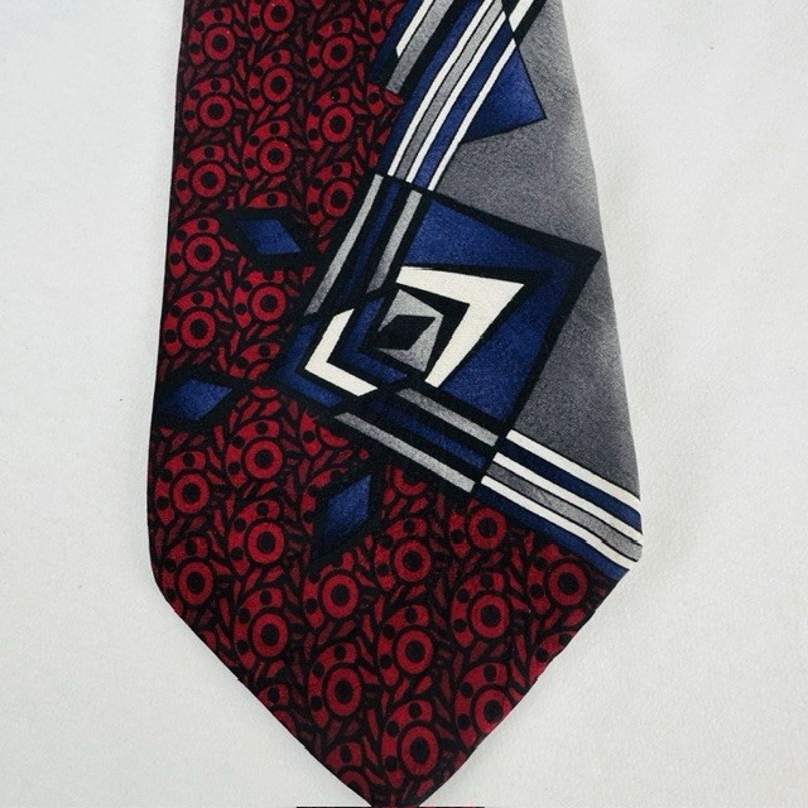 Other Paolo Rossi Designer Silk Tie Red/Black USA Geometric VTG Size ONE SIZE - 2 Thumbnail