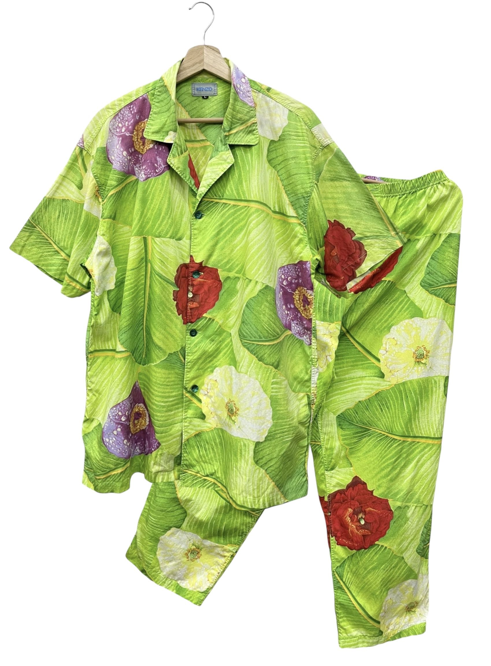 Kenzo Vintage Kenzo Water Lily Banana Leaf Shirt Pants Set Japan Size US L / EU 52-54 / 3 - 1 Thumbnail