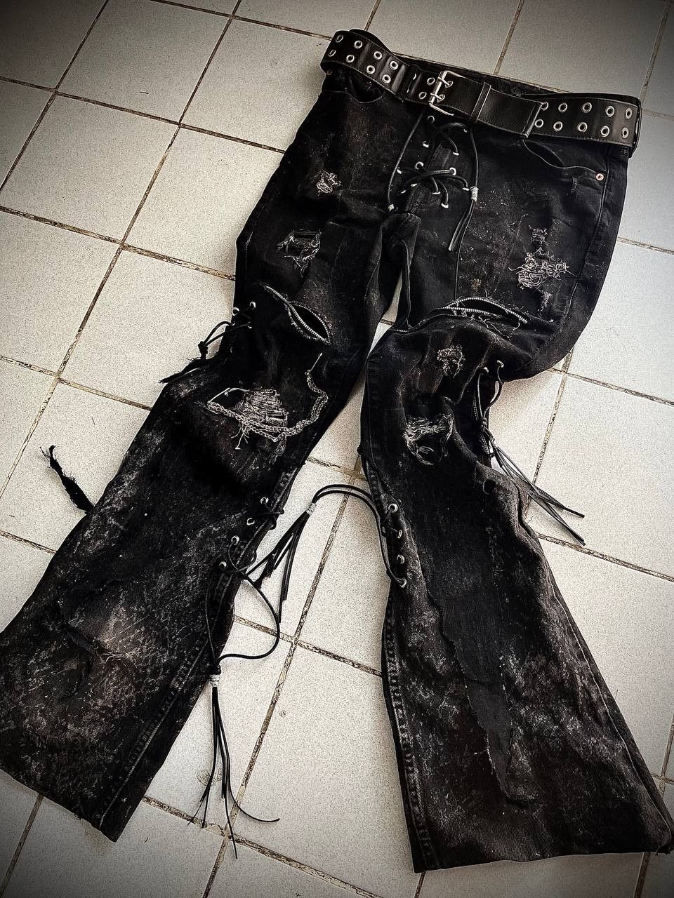 Other Custom Vkei Grunge Jeans Size US 33 - 8 Thumbnail