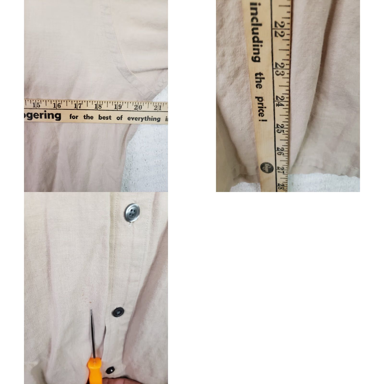 Kenneth Cole Kenneth Cole New York Linen Blend Shirt Men M Beige Short Sleeve Button-Up Size US M / EU 48-50 / 2 - 9 Thumbnail