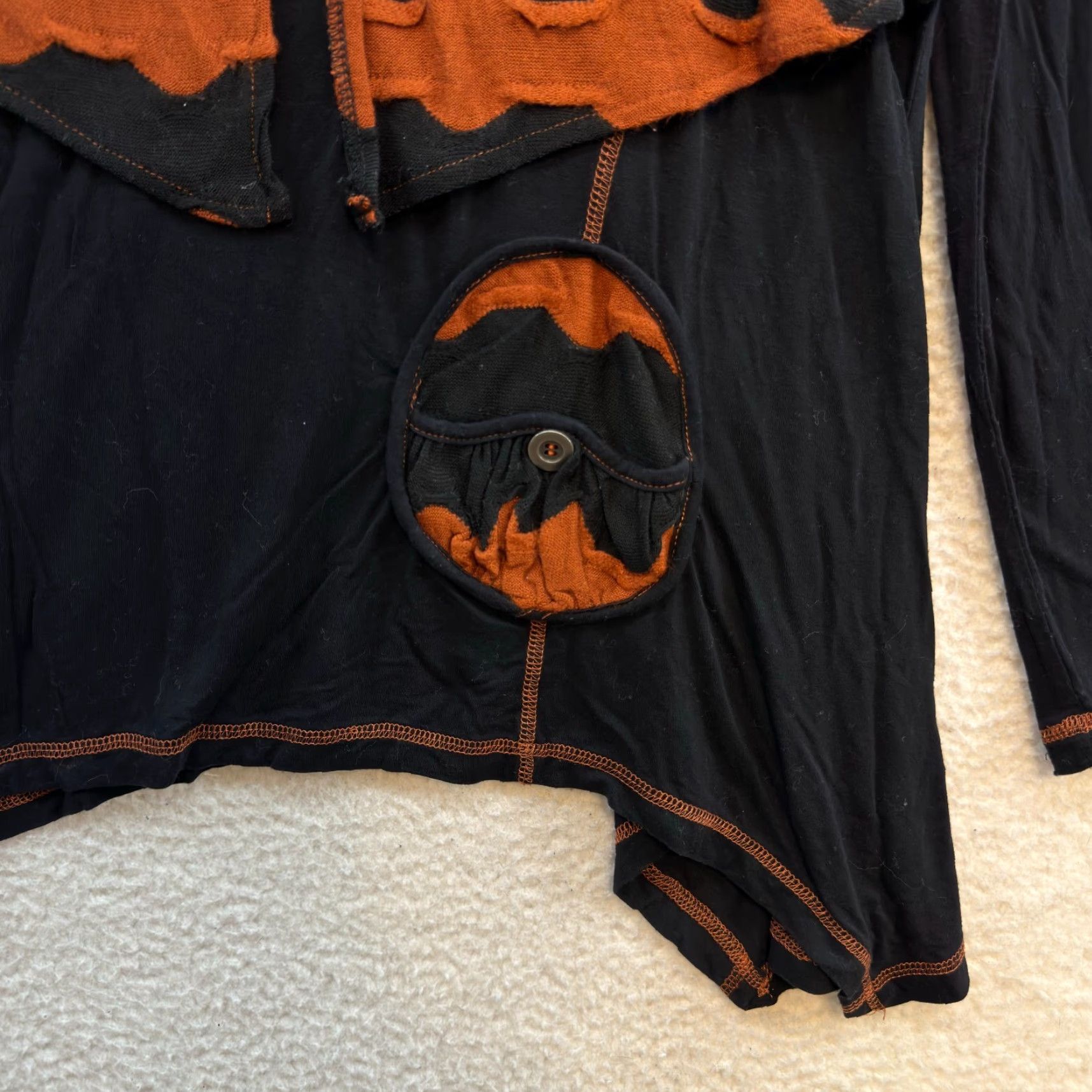 Vintage VINTAGE Mirror Image Shirt XL Black Orange Asymmetrical Hippie Boho Grunge Goth Halloween Y2K top Size XL / US 12-14 / IT 48-50 - 4 Thumbnail