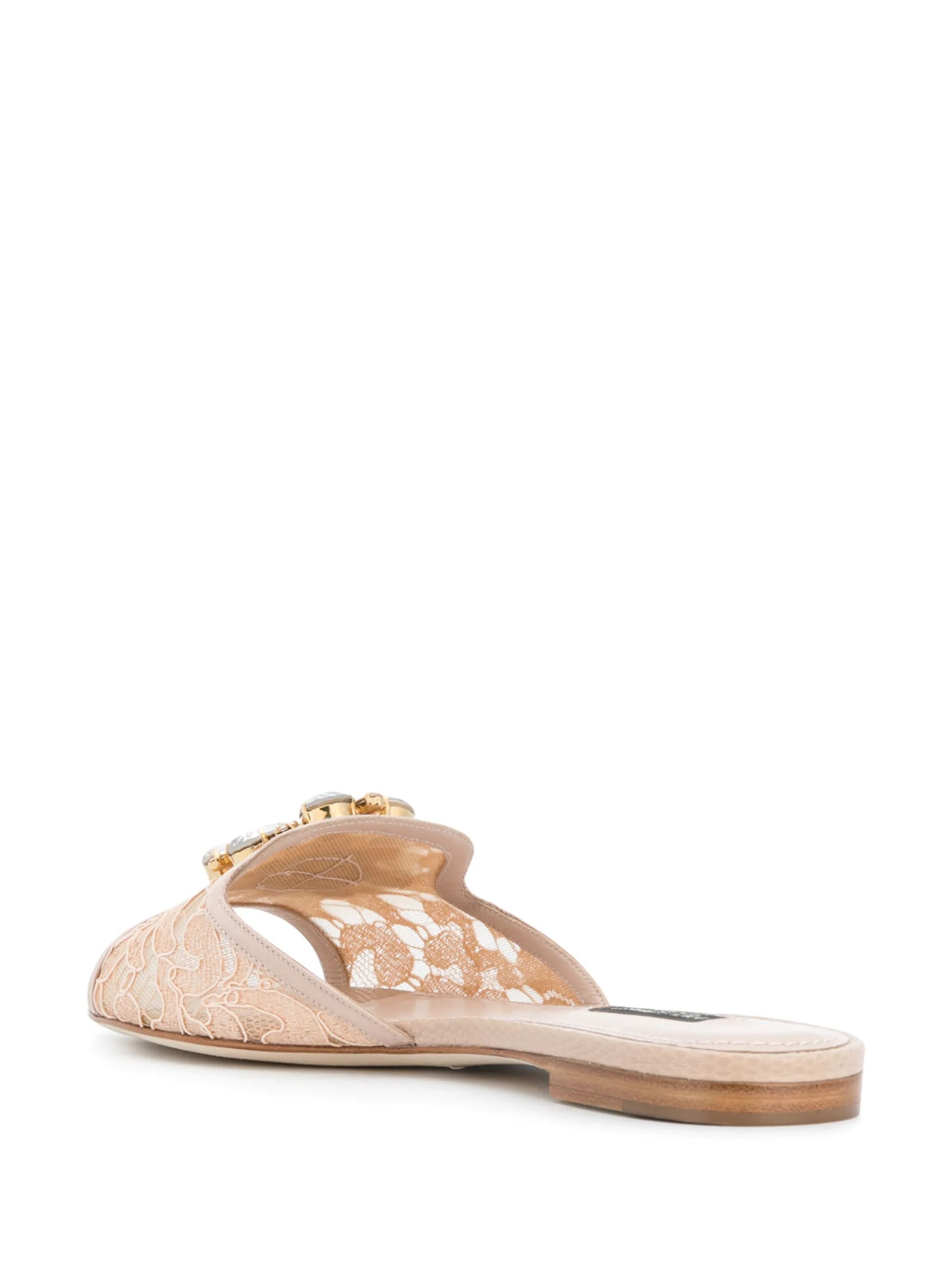 Dolce & Gabbana o1s22i1n0225 Bianca Lace Slides in Light Pink Size US 11 / IT 41 - 2 Thumbnail