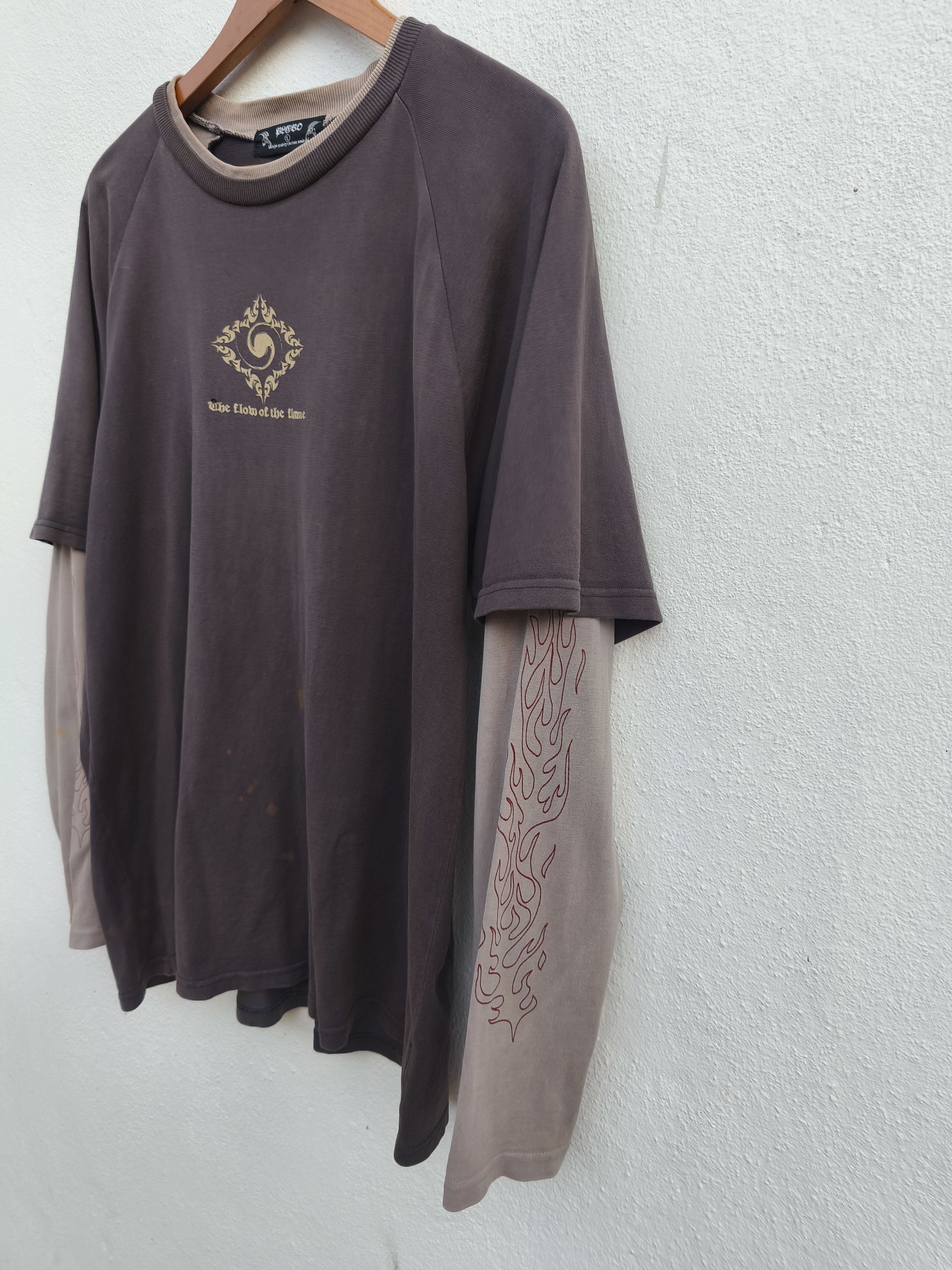 Vintage Trashed Vintage y2k Flame shirt double sleeve Size US L / EU 52-54 / 3 - 3 Thumbnail