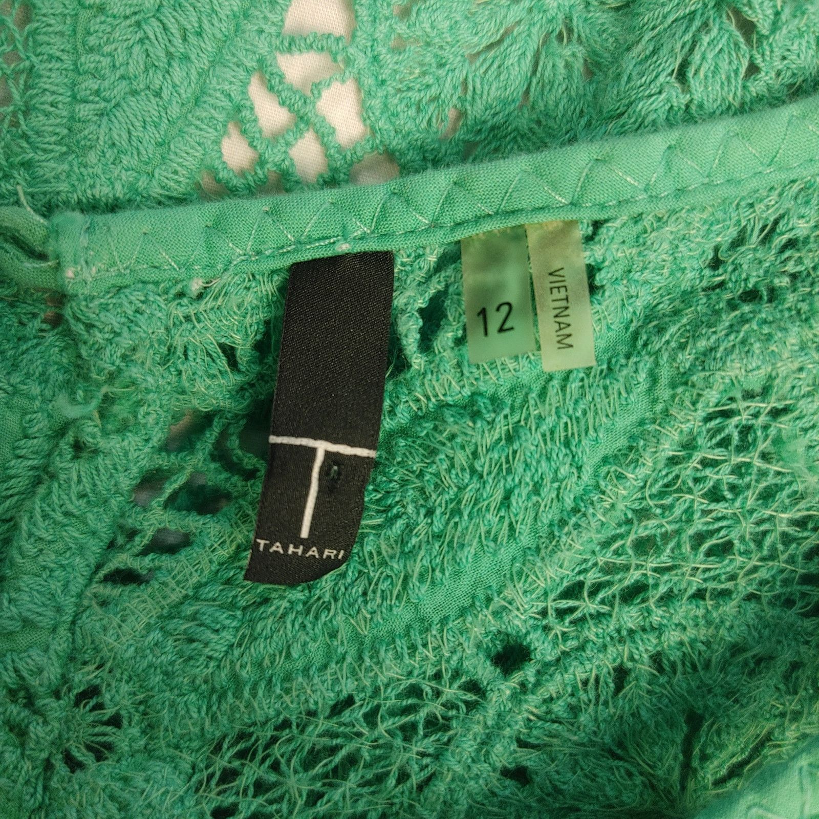 Other Tahari Women's 12 Green Lace Short Sleeve Midi Lined Dress Size XL / US 12-14 / IT 48-50 - 3 Thumbnail