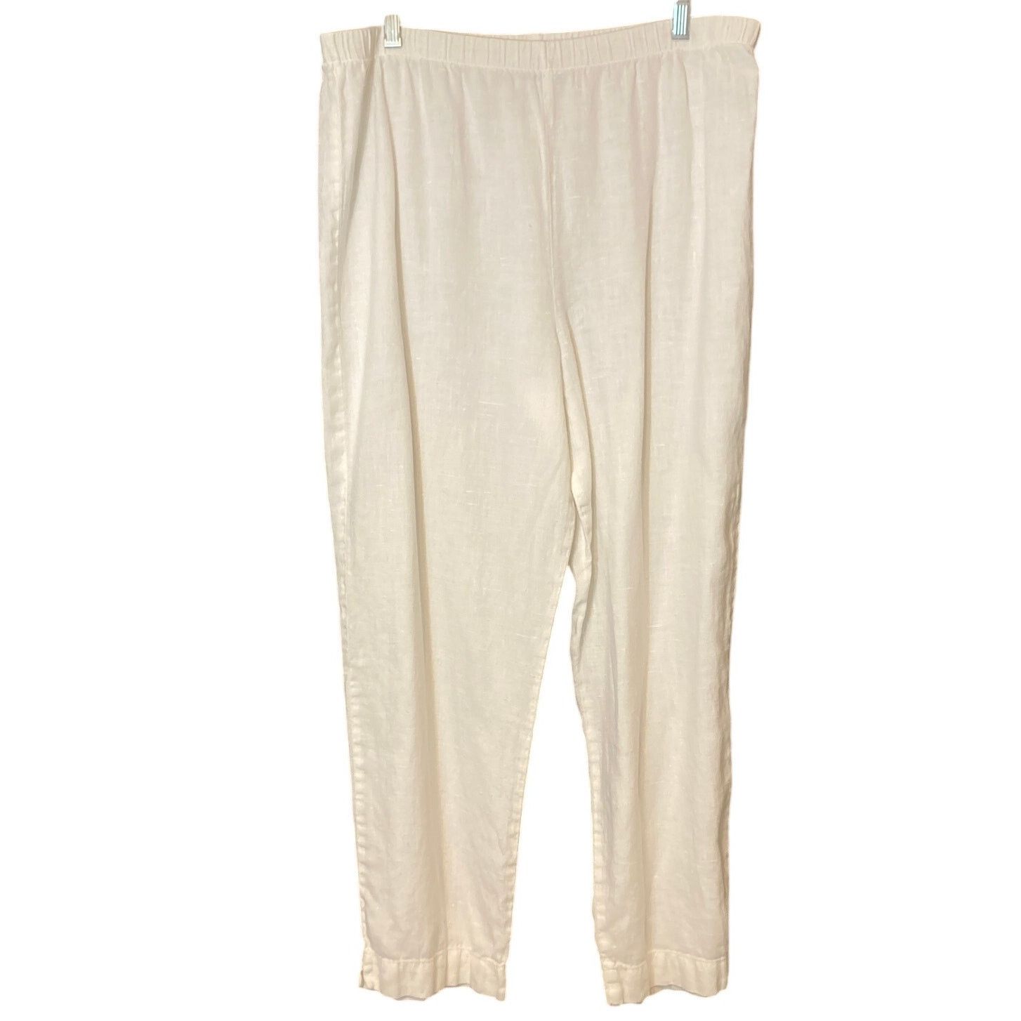 Other Marc Ware Hot Cotton Linen White Pull On Casual Capri Pants Size 38" / US 16 / IT 52 - 1 Thumbnail