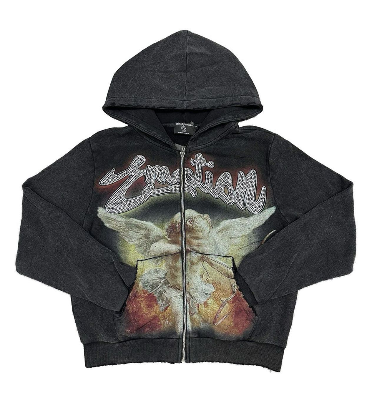 Other Mixed Emotions Rhinestone Hoodie Acid Wash Black Size US XXL / EU 58 / 5 - 1 Thumbnail