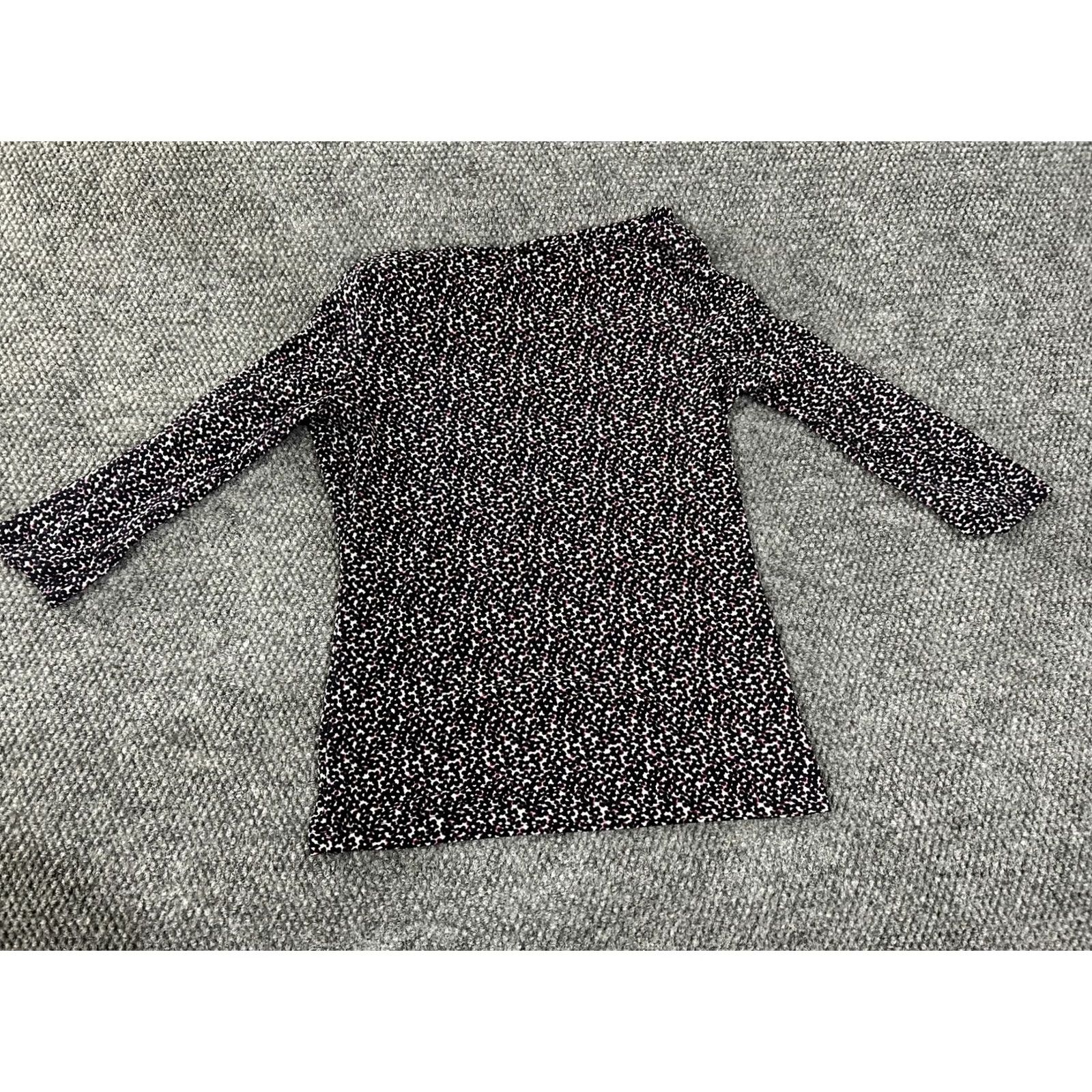Ann Taylor VINTAGE Ann Taylor top Womens Petite Small Black Pink Abstract Print Knit Size S / US 4 / IT 40 - 6 Thumbnail