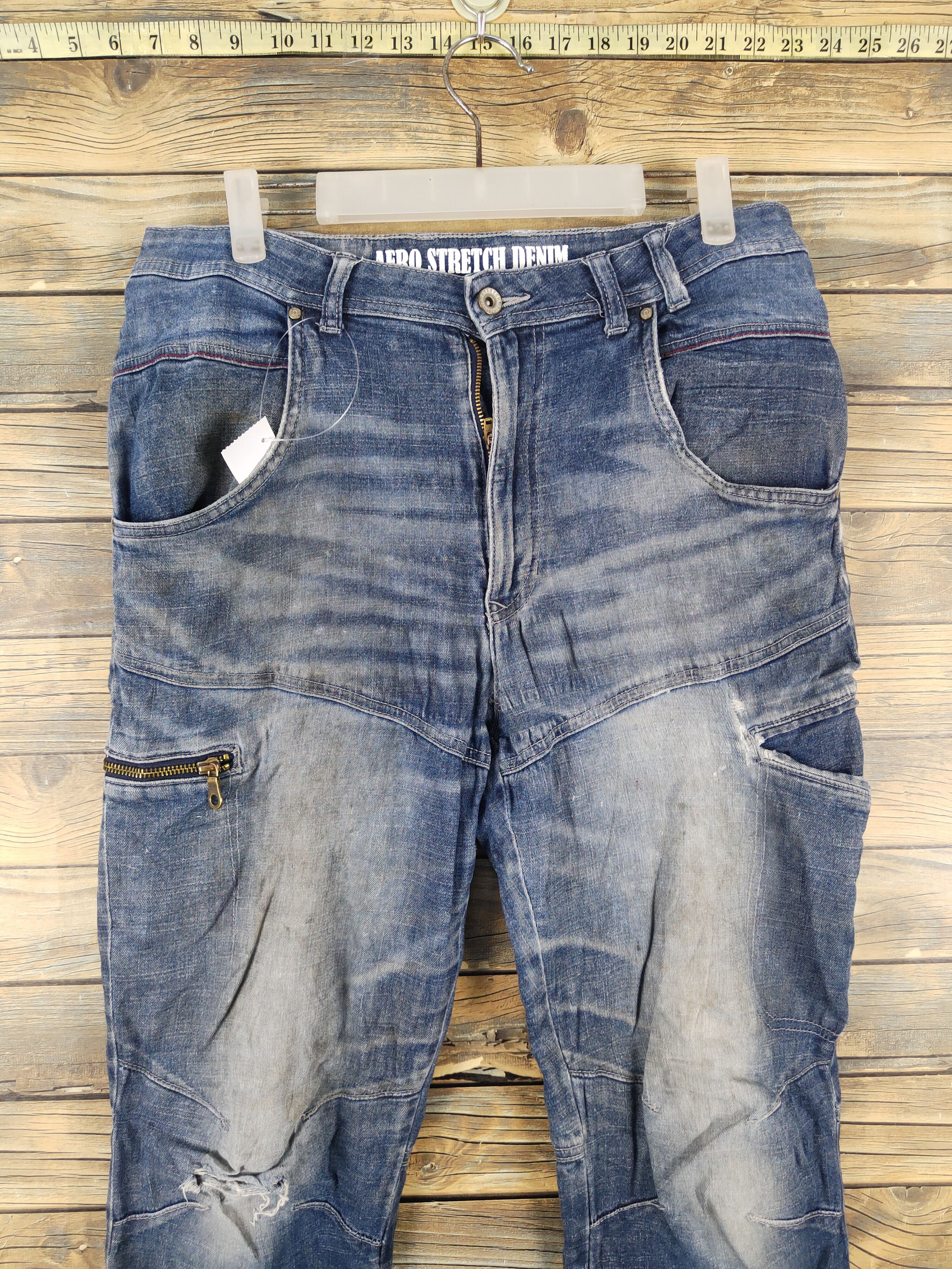 Japanese Brand FieldCore Dark Blue Distressed Ripped Soft Jeans #W2090 Size US 32 / EU 48 - 2 Thumbnail