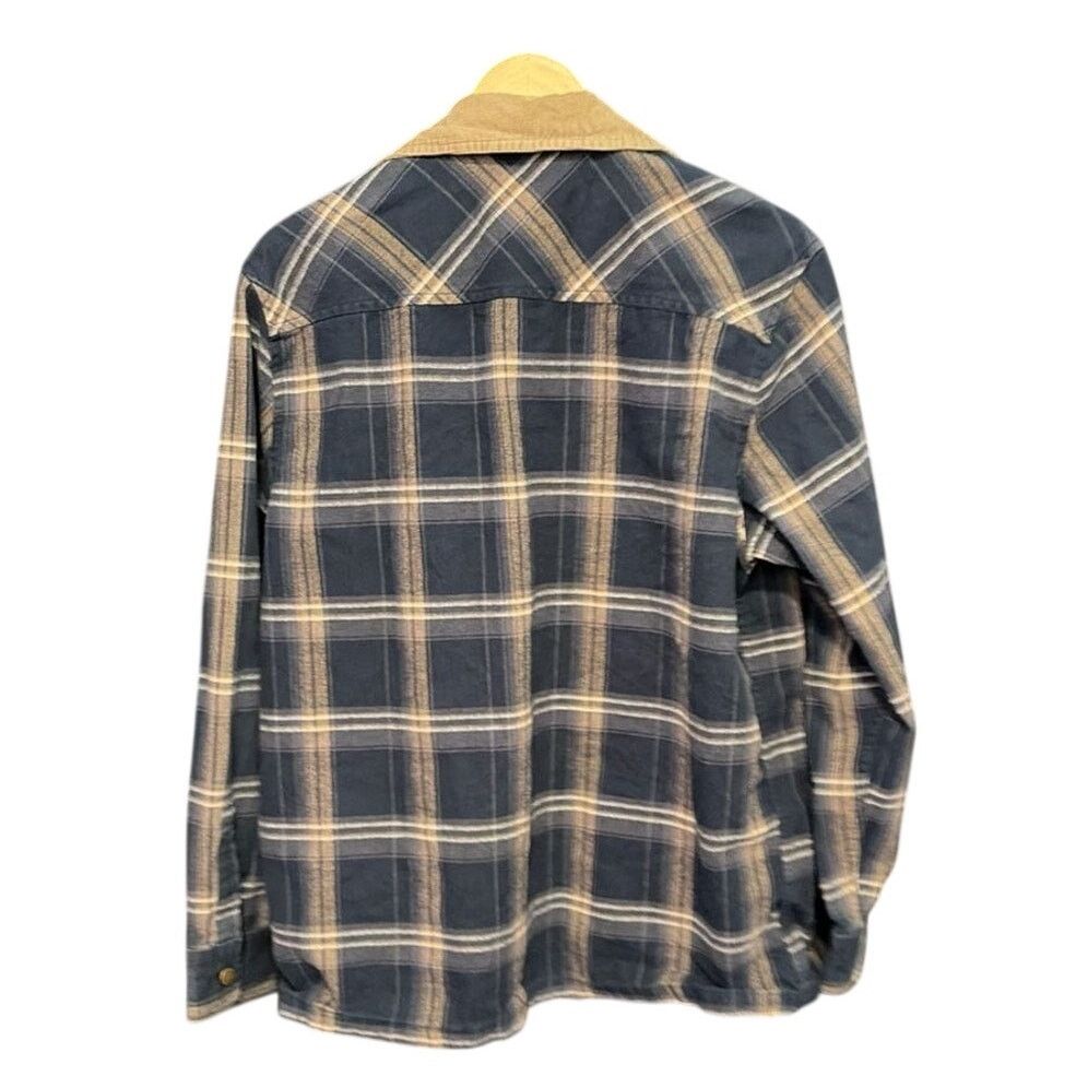 Wrangler Wrangler Men's Blue Plaid Zip-Up Jacket with Corduroy Collar Size US M / EU 48-50 / 2 - 2 Thumbnail