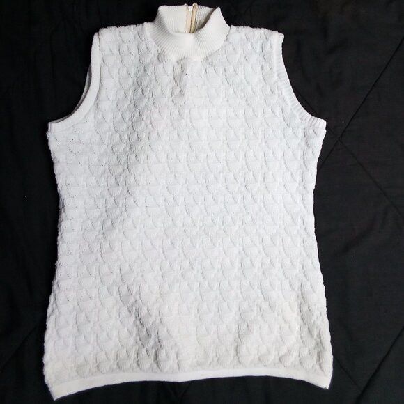 Vintage Vintage 60s Polyester Sweater Vest White Size M / US 6-8 / IT 42-44 - 2 Thumbnail