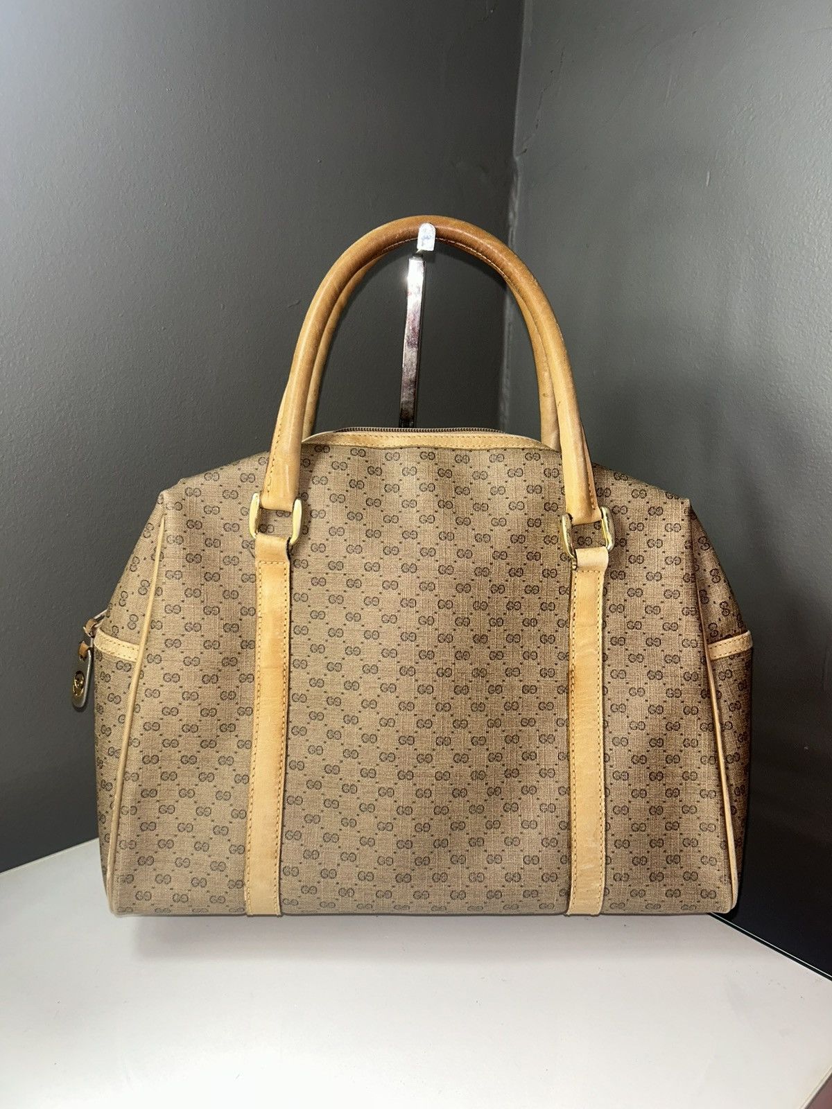 Gucci Vintage Gucci Micro GG Tan Coated Canvas Satchel Handbag Size ONE SIZE - 1 Thumbnail