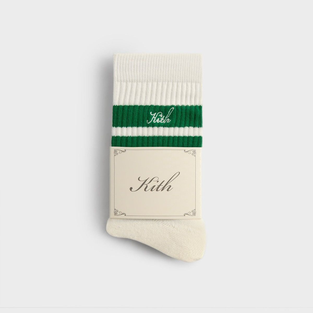 Kith Kith 3-Pack Striped Mid Crew White Socks Embroidered Logo Size ONE SIZE - 2 Thumbnail